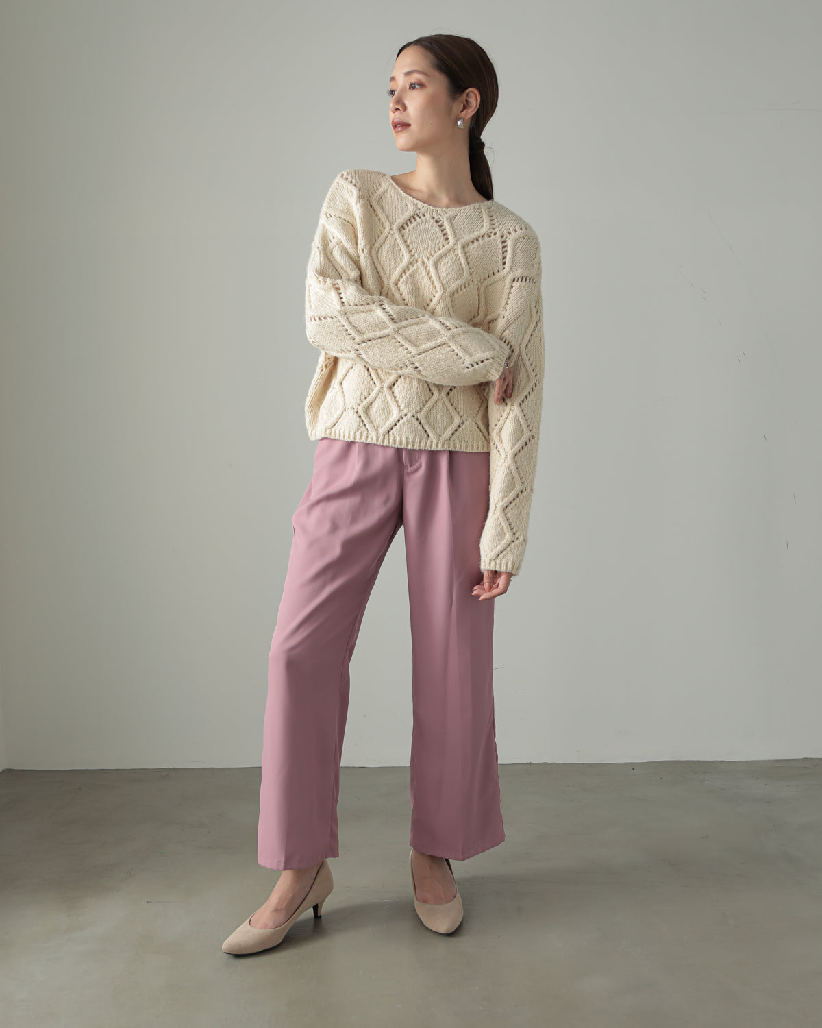 diamond pattern knitted pullover