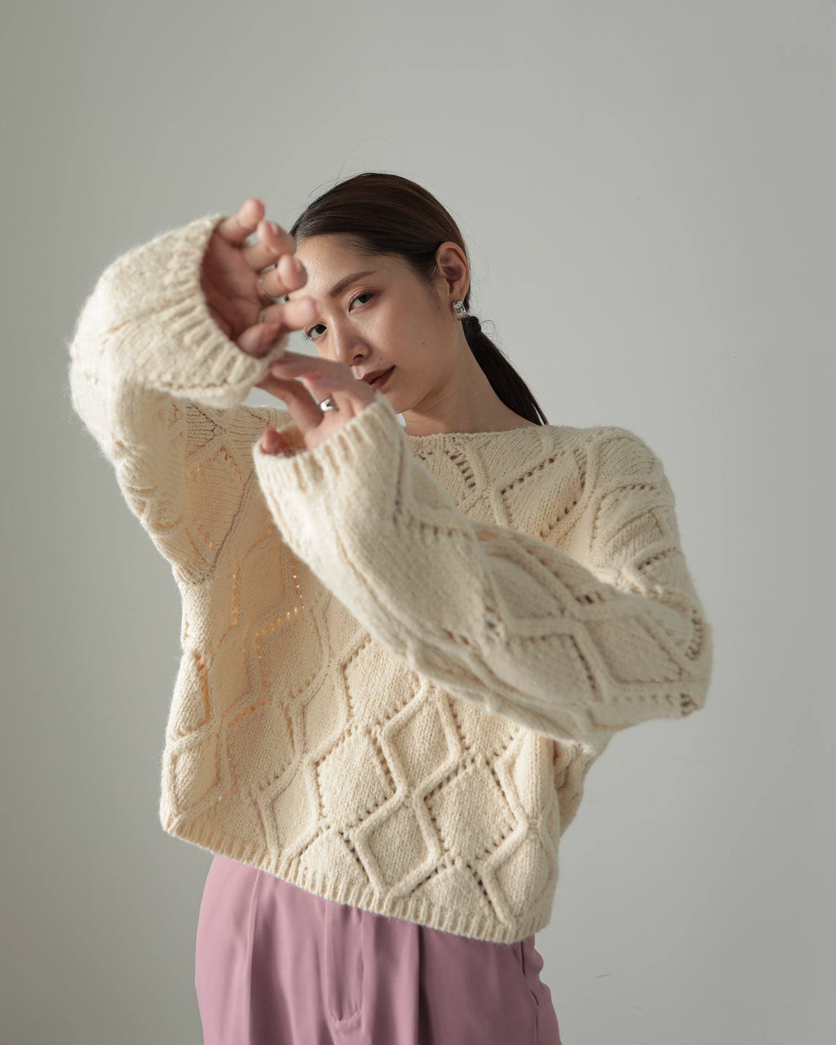 diamond pattern knitted pullover