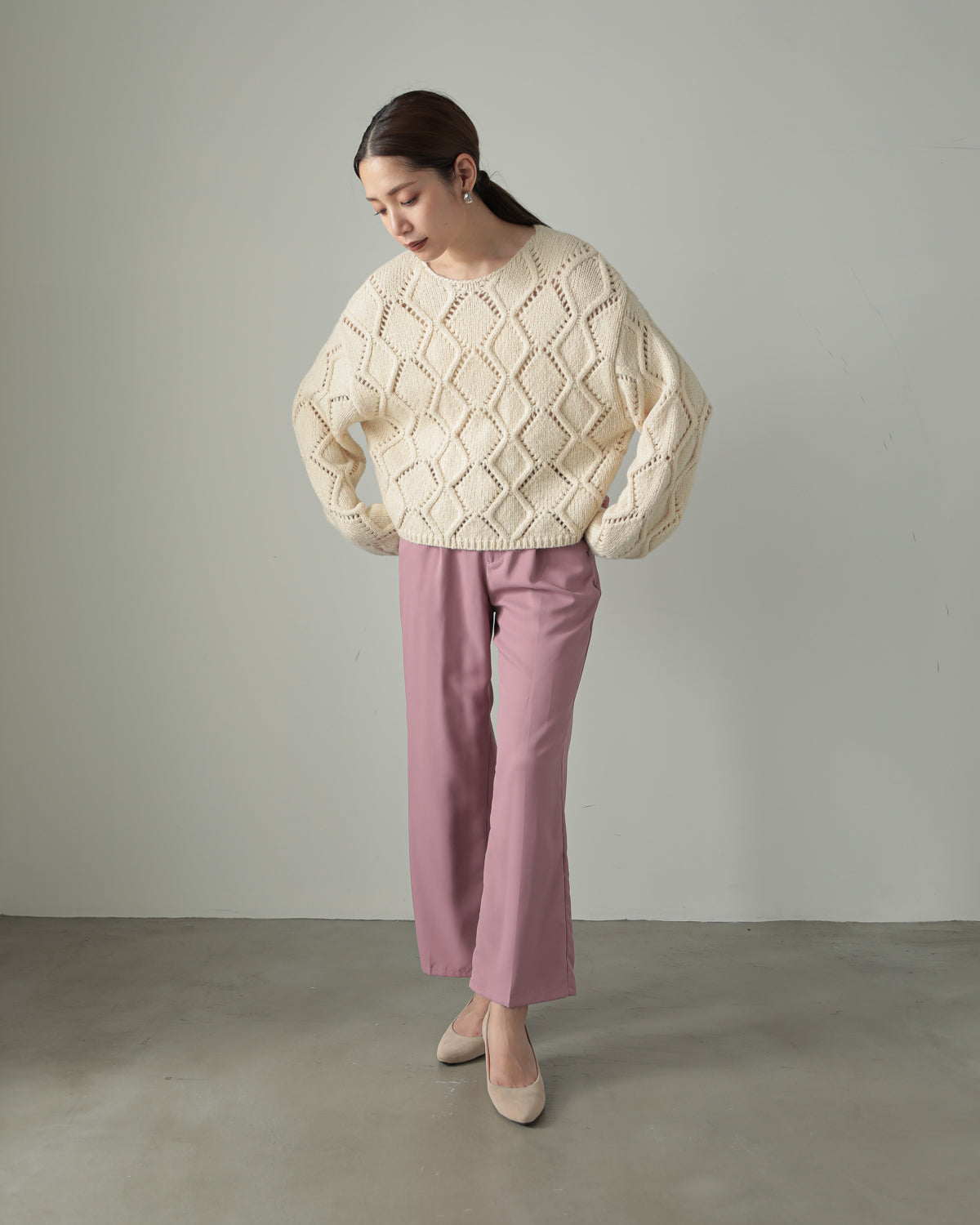 diamond pattern knitted pullover