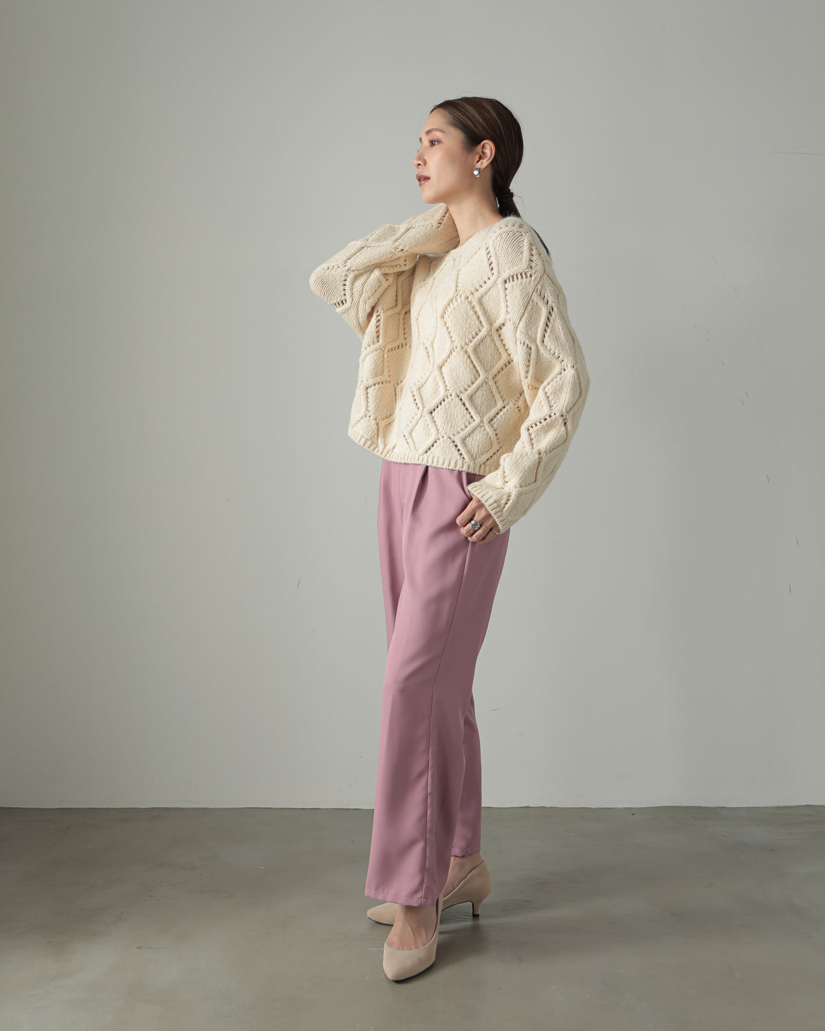 diamond pattern knitted pullover