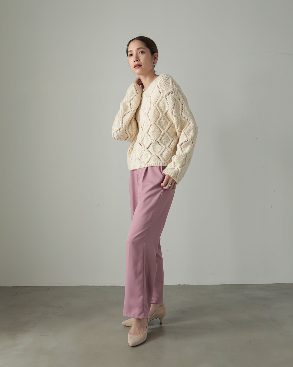 diamond pattern knitted pullover