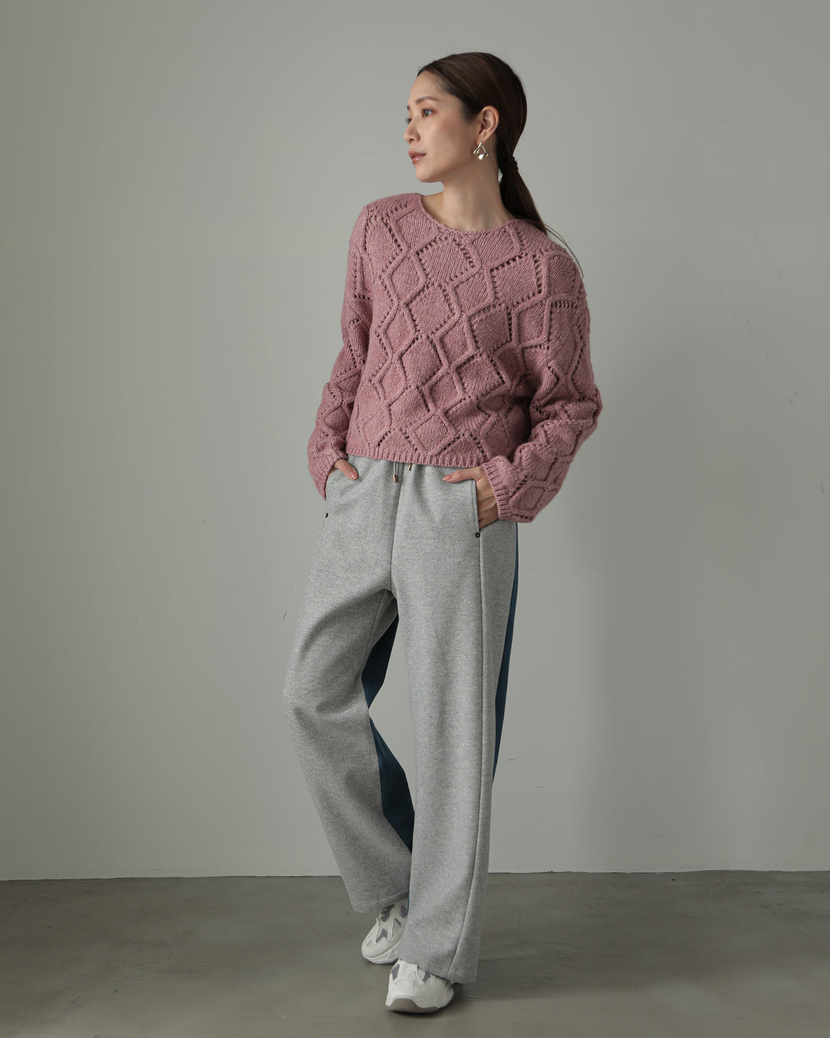 diamond pattern knitted pullover