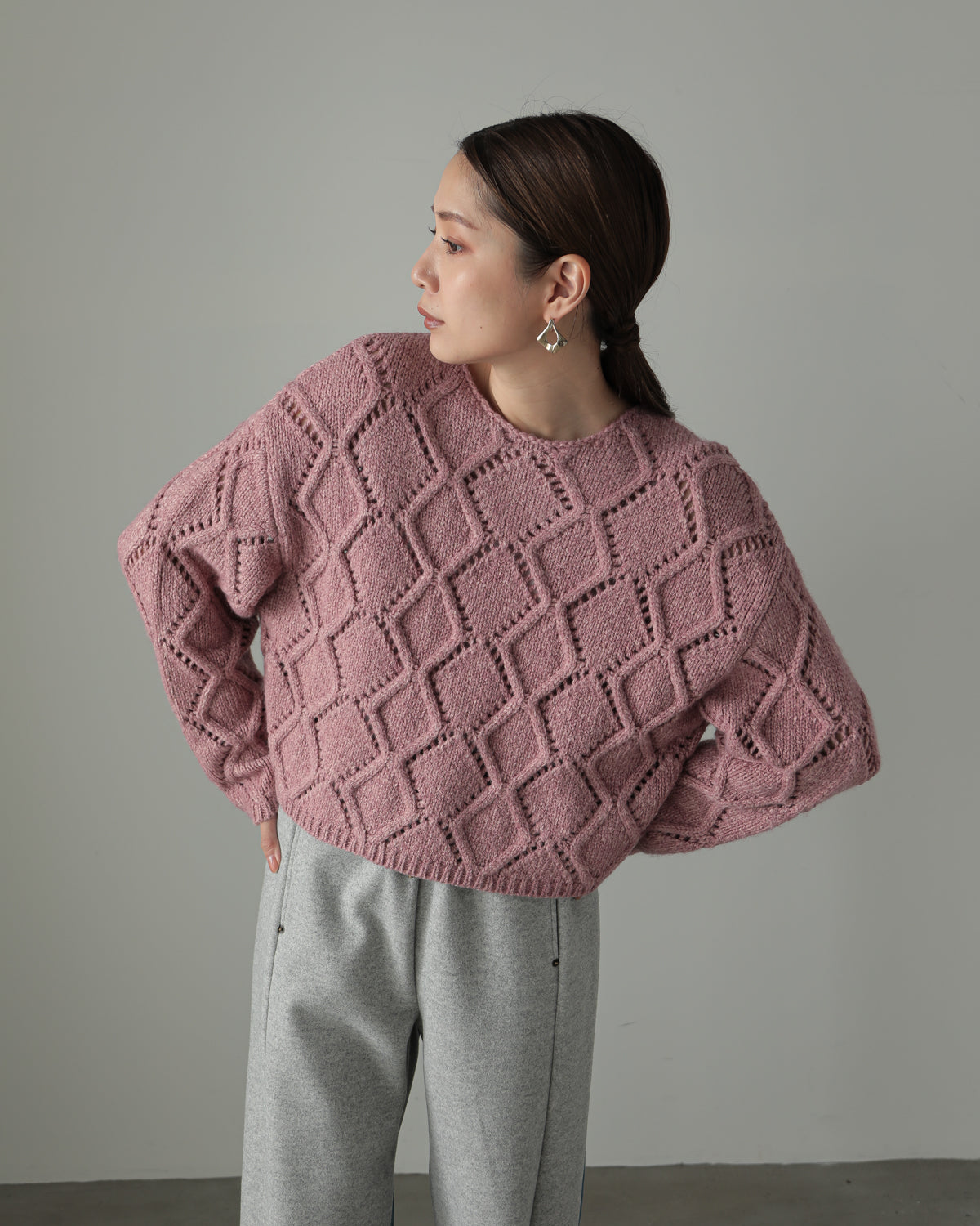 diamond pattern knitted pullover