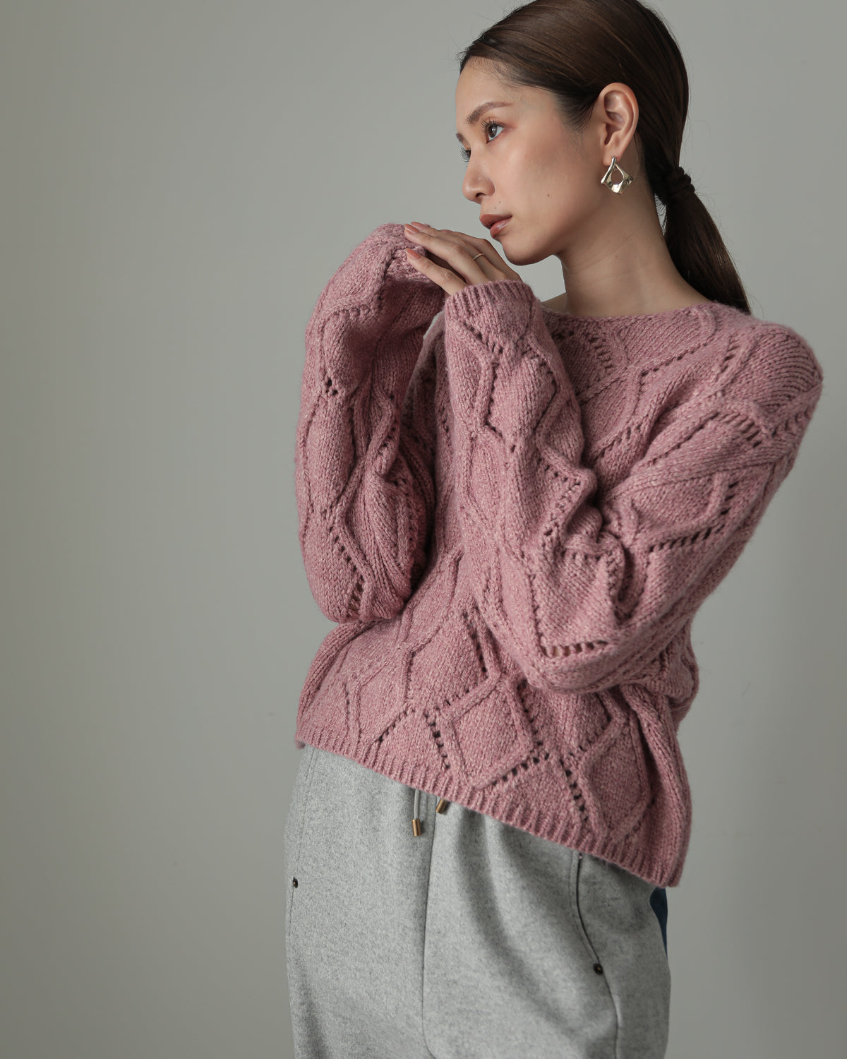 diamond pattern knitted pullover