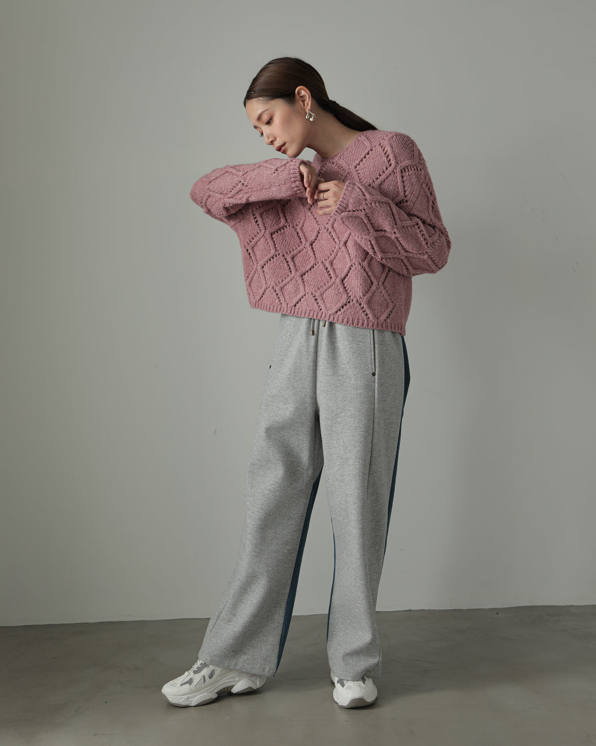 diamond pattern knitted pullover