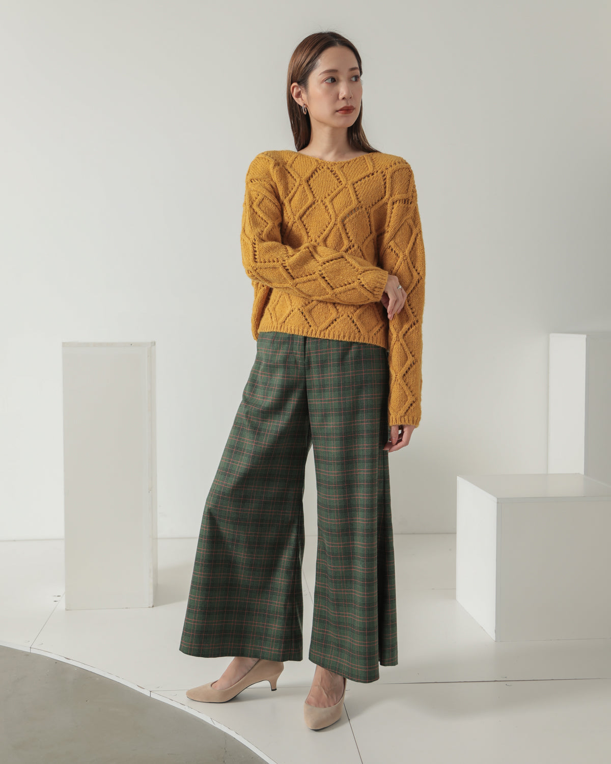 diamond pattern knitted pullover