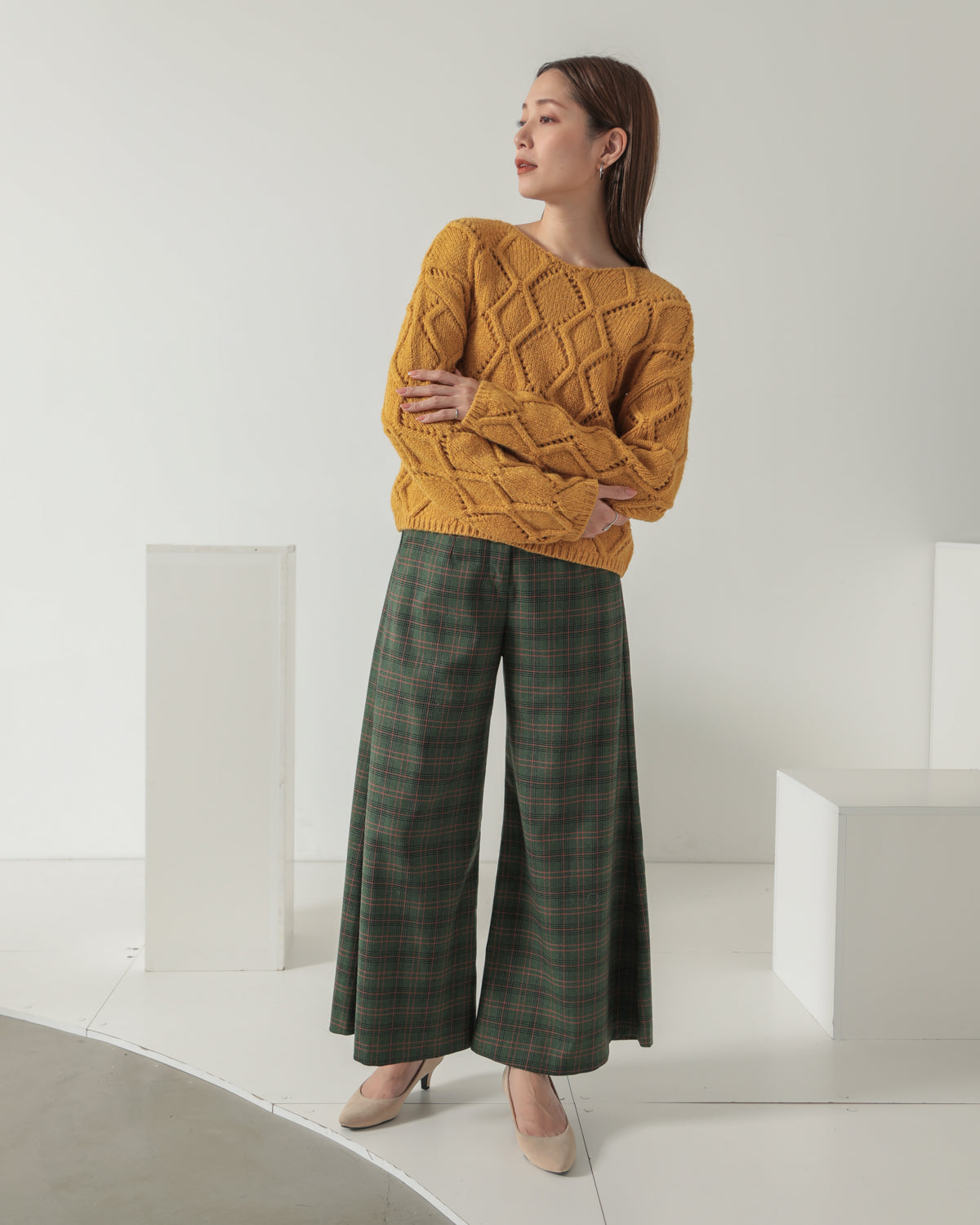 diamond pattern knitted pullover