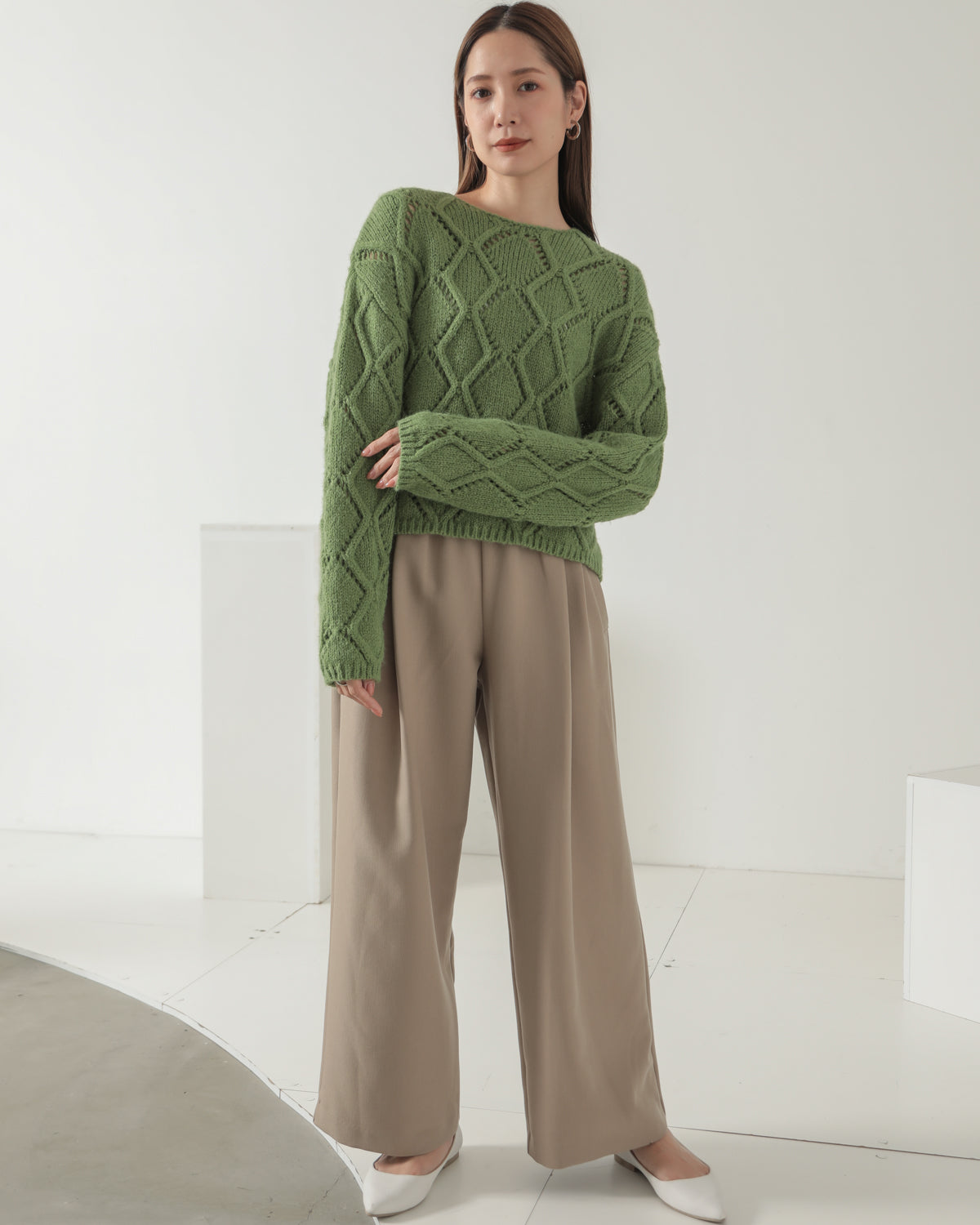 diamond pattern knitted pullover