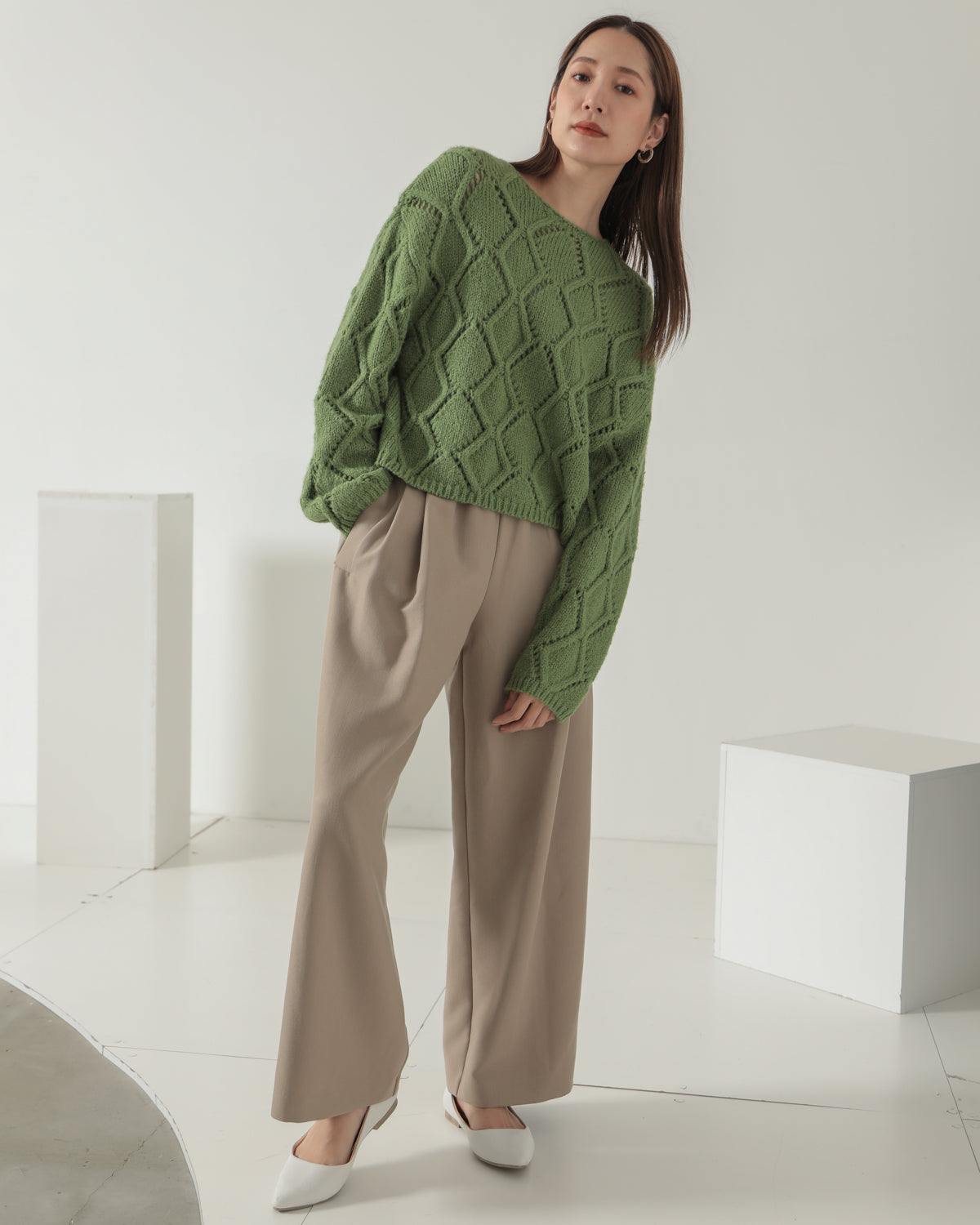 diamond pattern knitted pullover