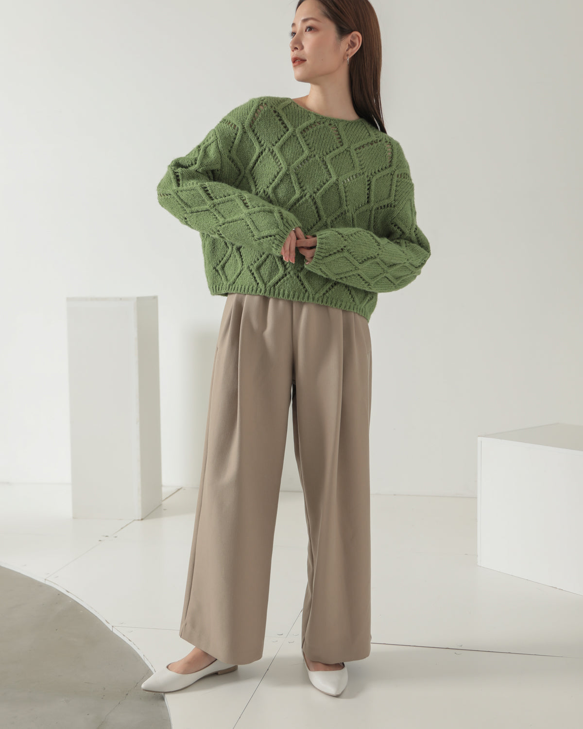 diamond pattern knitted pullover