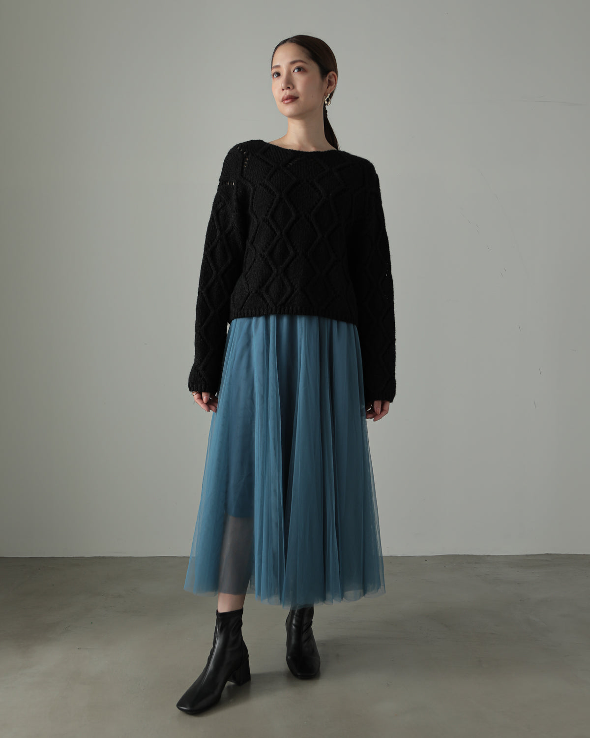 diamond pattern knitted pullover