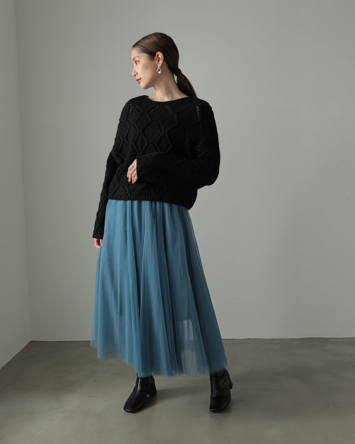 diamond pattern knitted pullover
