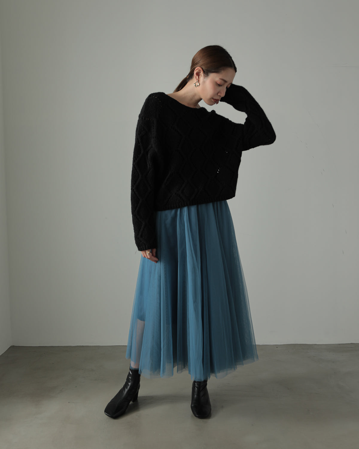 diamond pattern knitted pullover