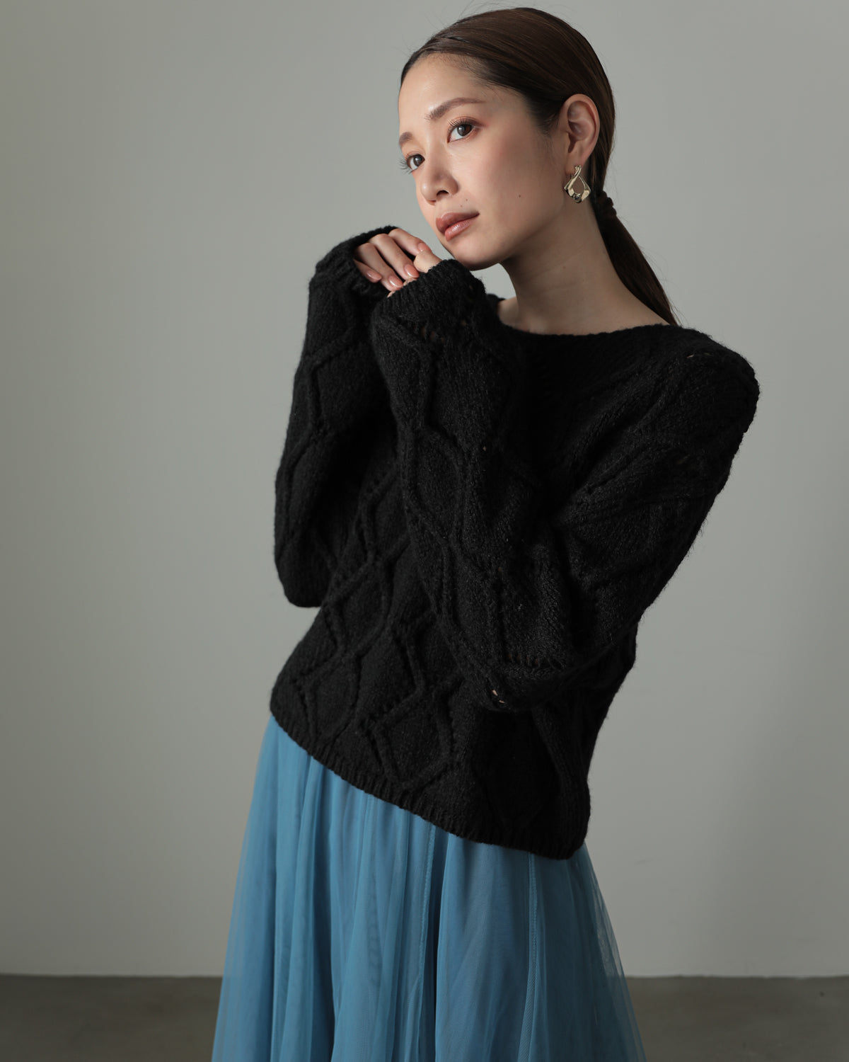 diamond pattern knitted pullover