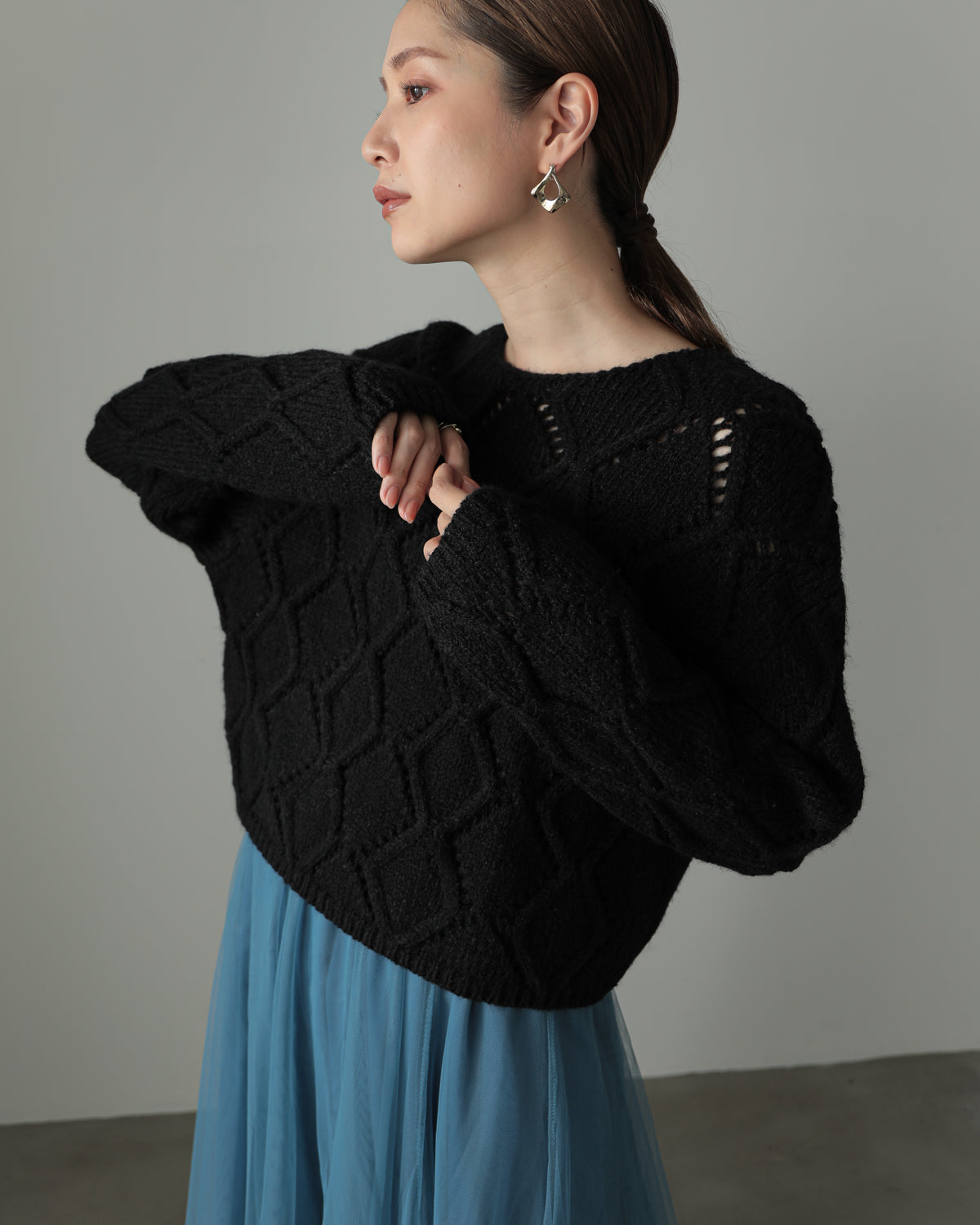diamond pattern knitted pullover