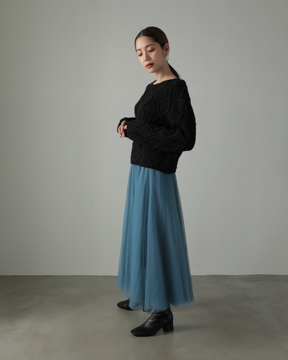 diamond pattern knitted pullover