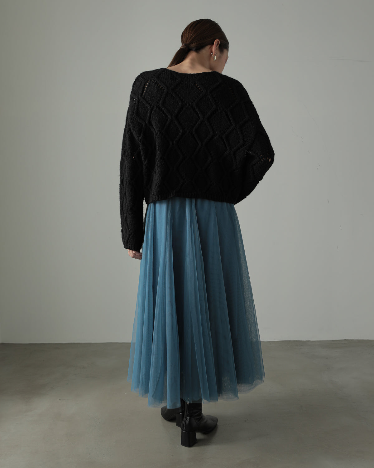 diamond pattern knitted pullover