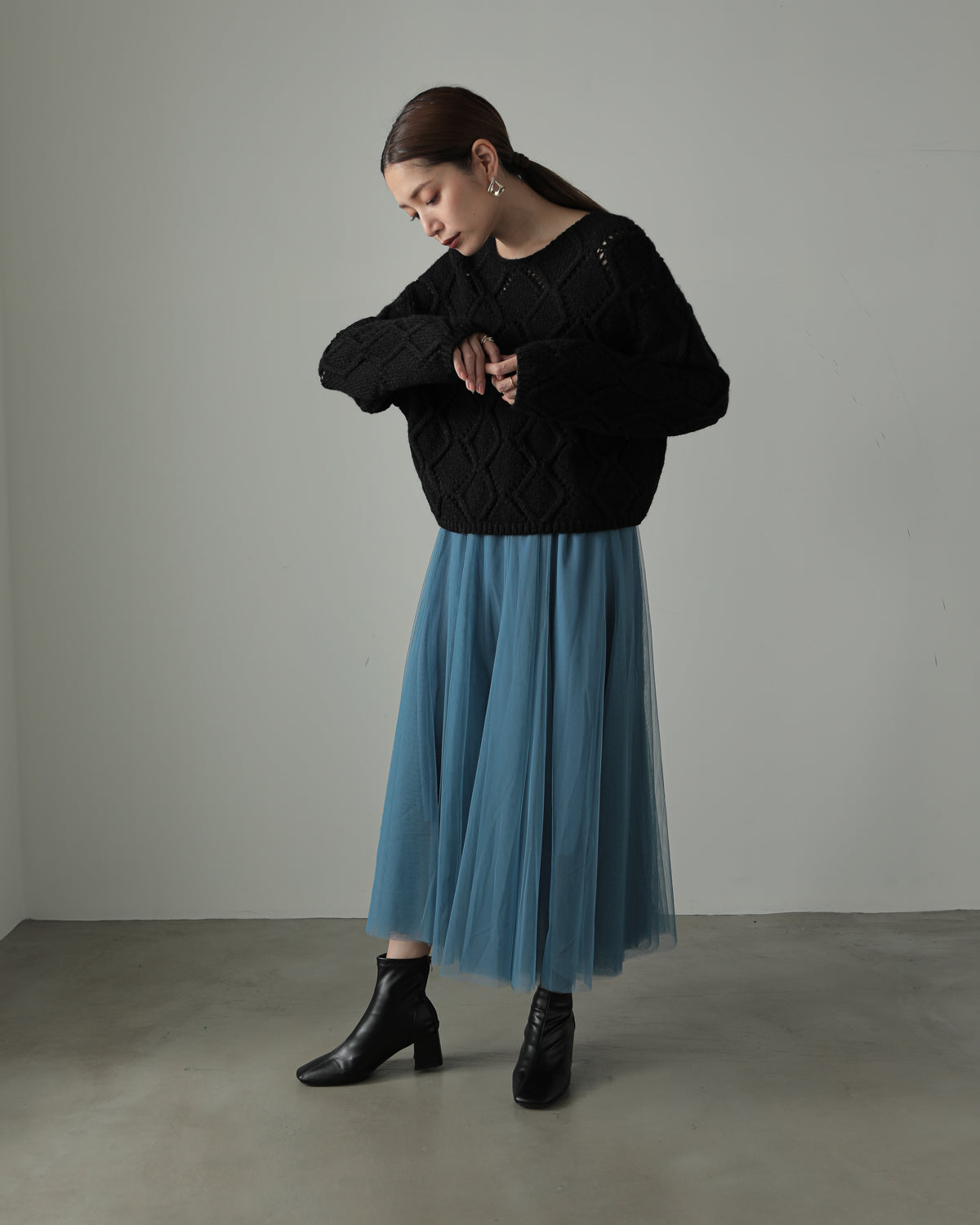 diamond pattern knitted pullover