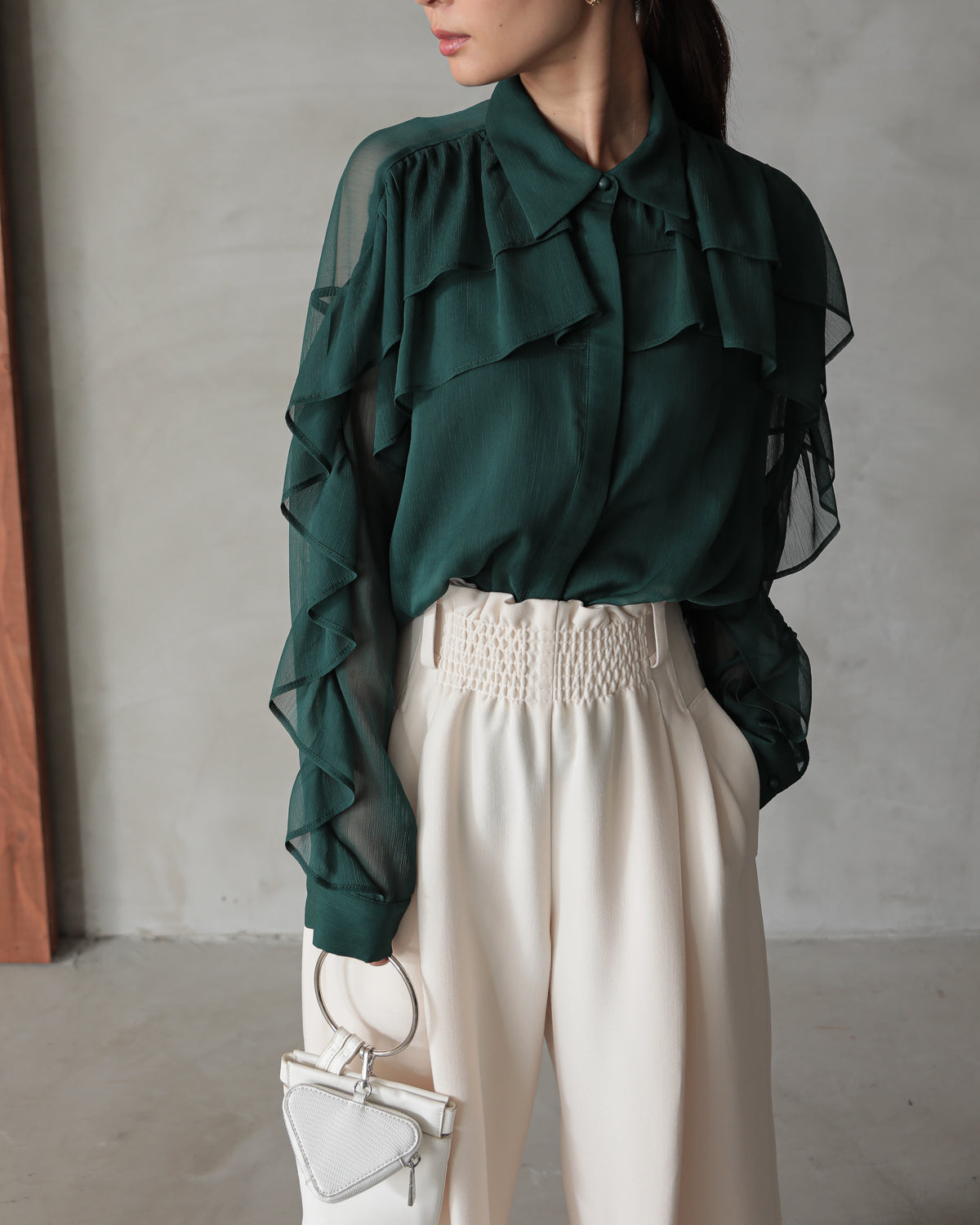 shirt collar frill blouse