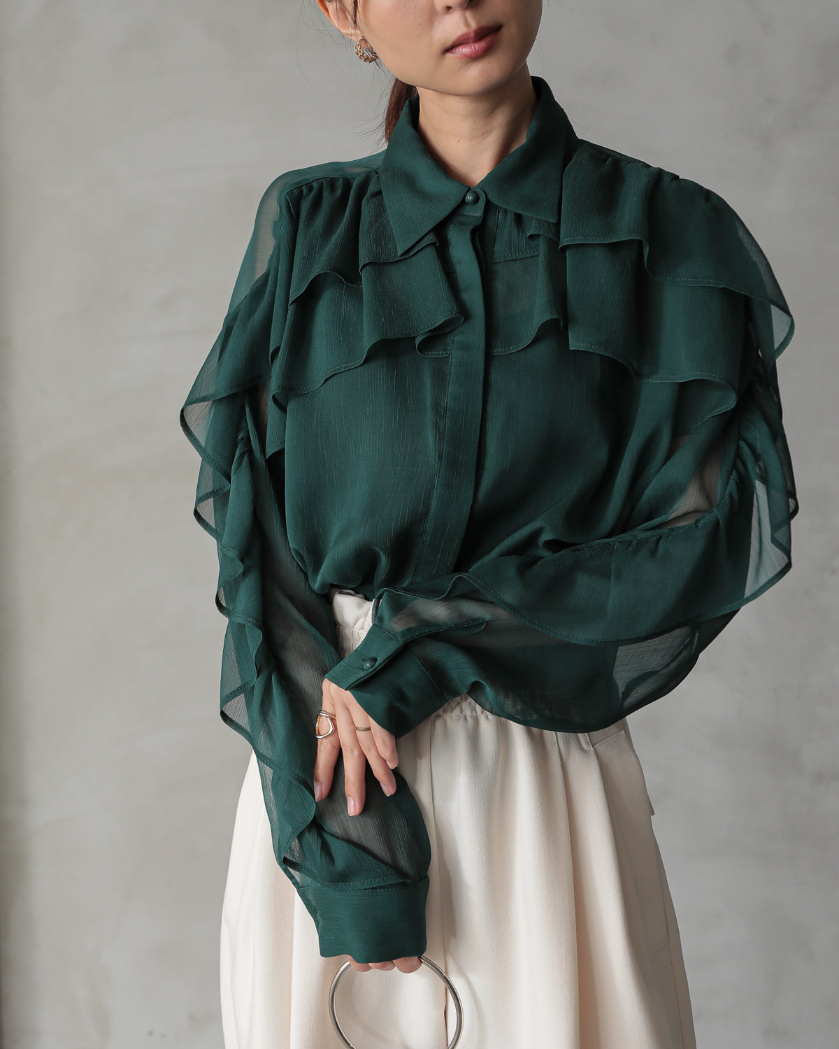shirt collar frill blouse