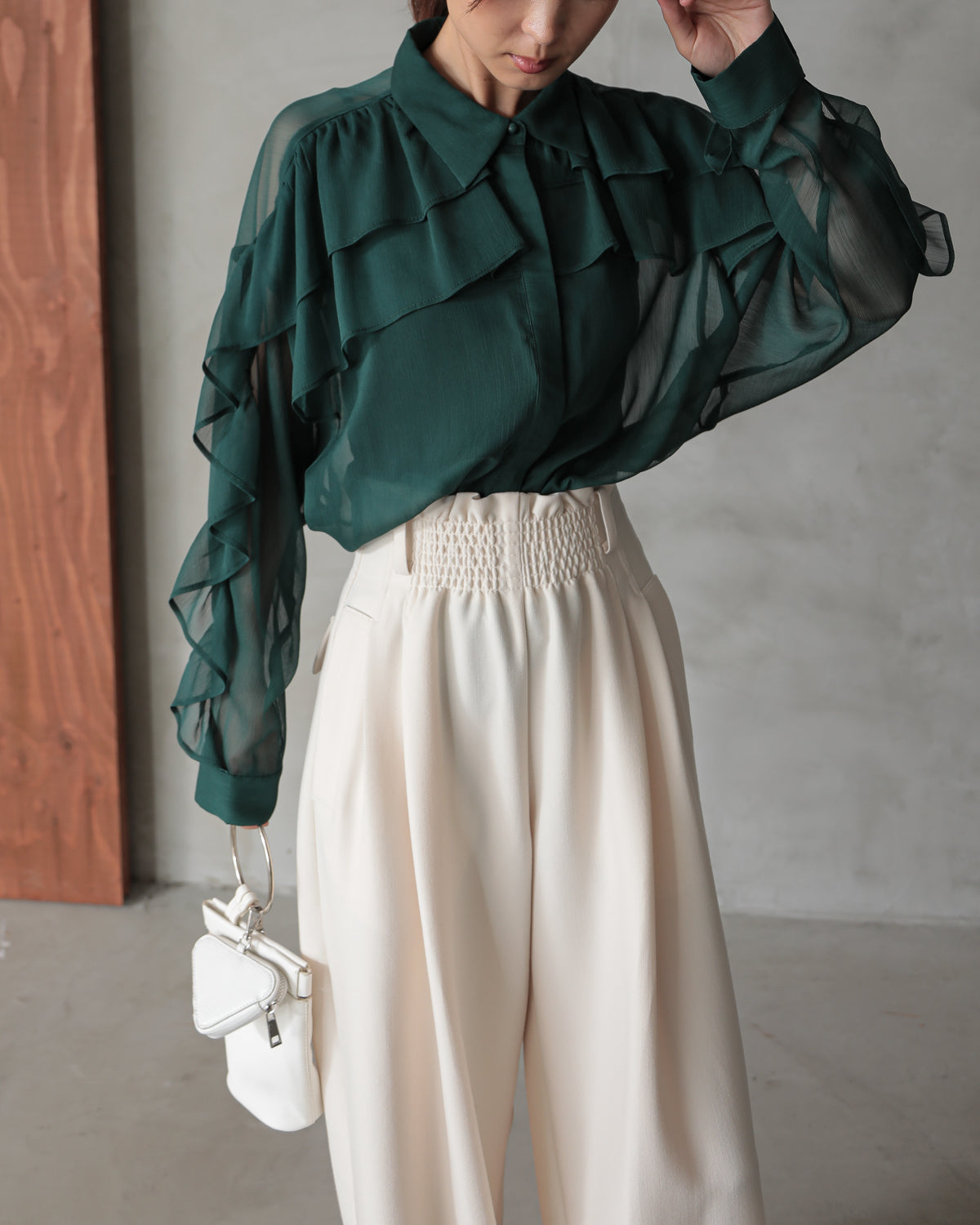 shirt collar frill blouse