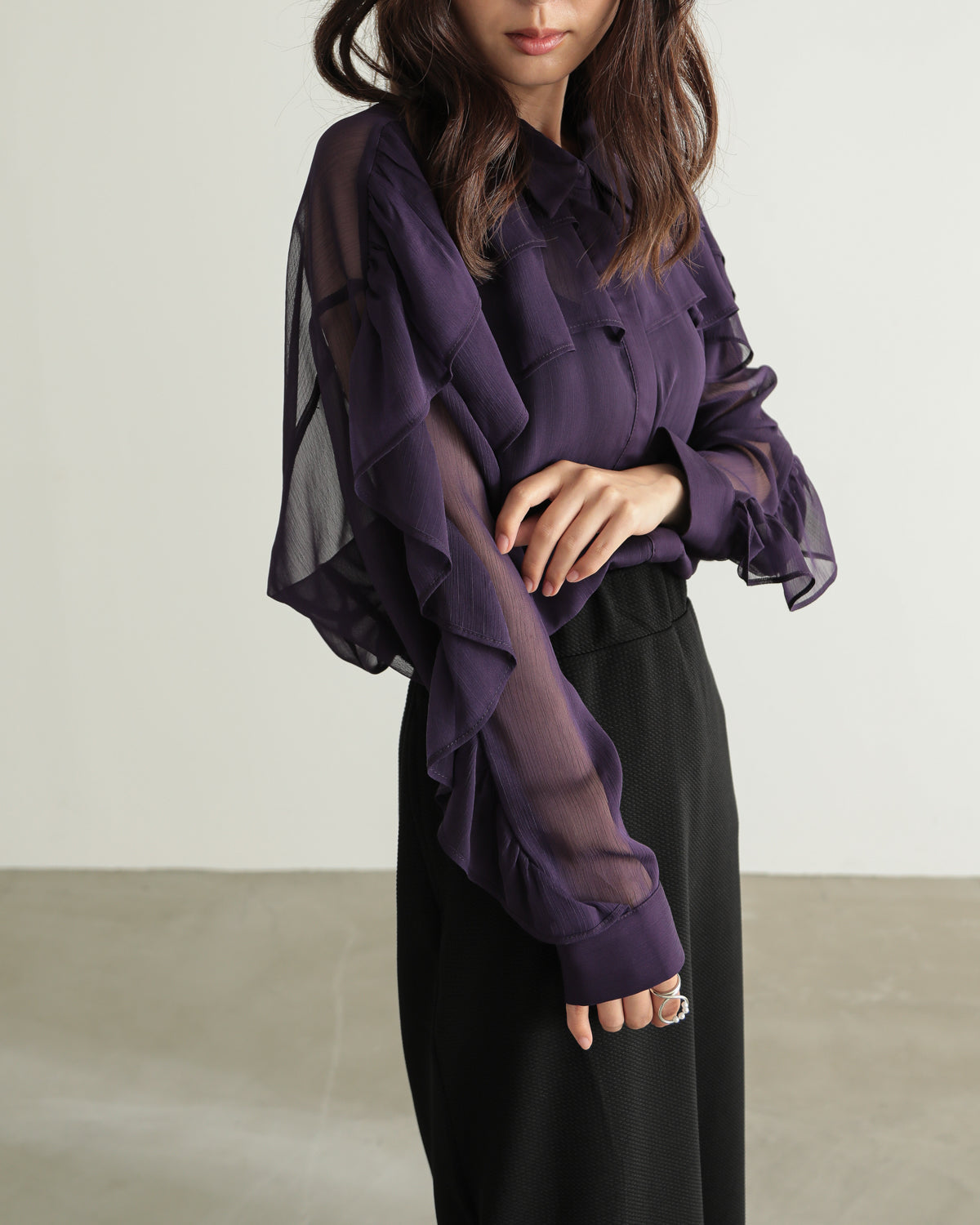 shirt collar frill blouse