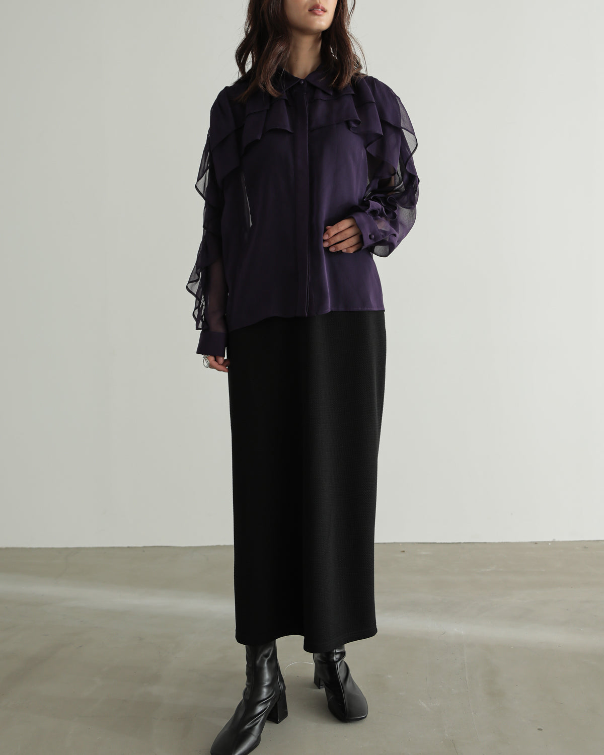 shirt collar frill blouse