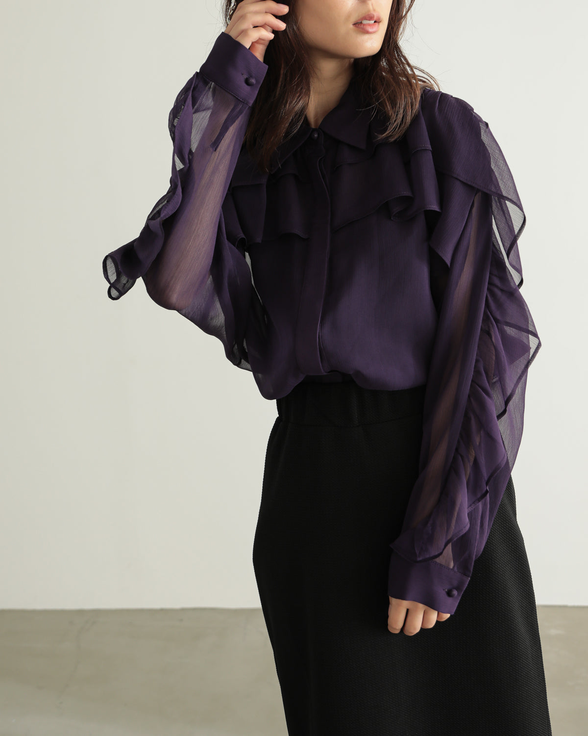 shirt collar frill blouse