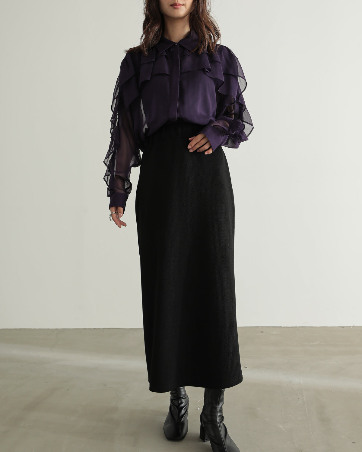 shirt collar frill blouse