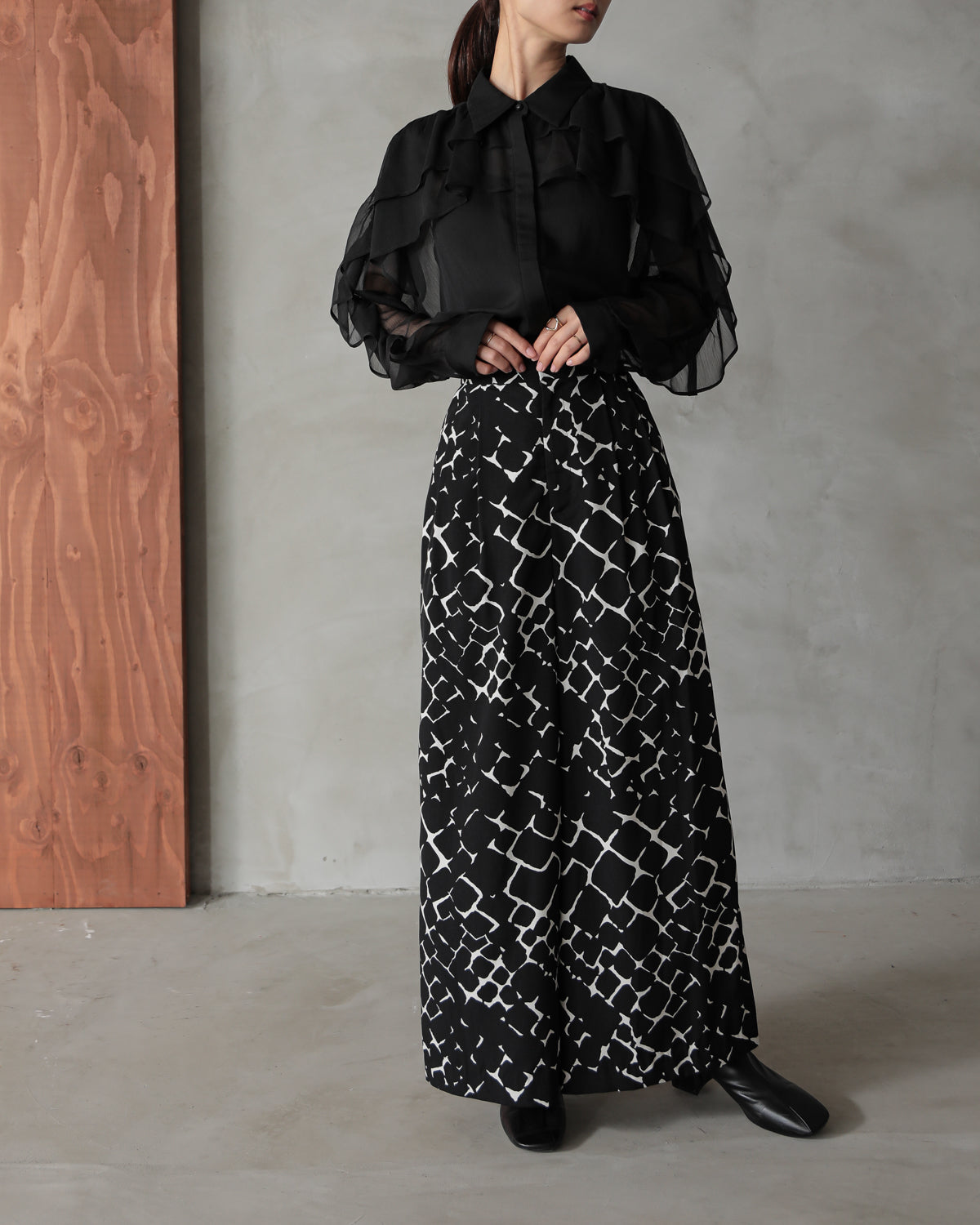 shirt collar frill blouse