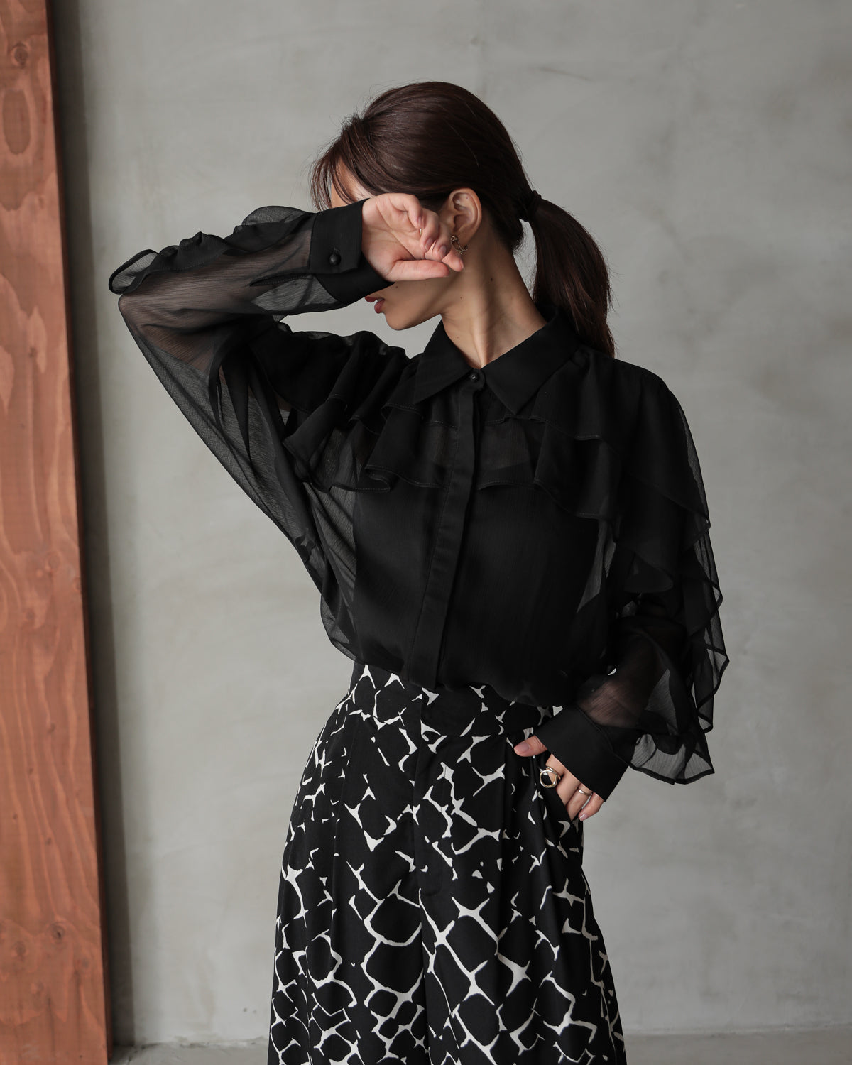 shirt collar frill blouse