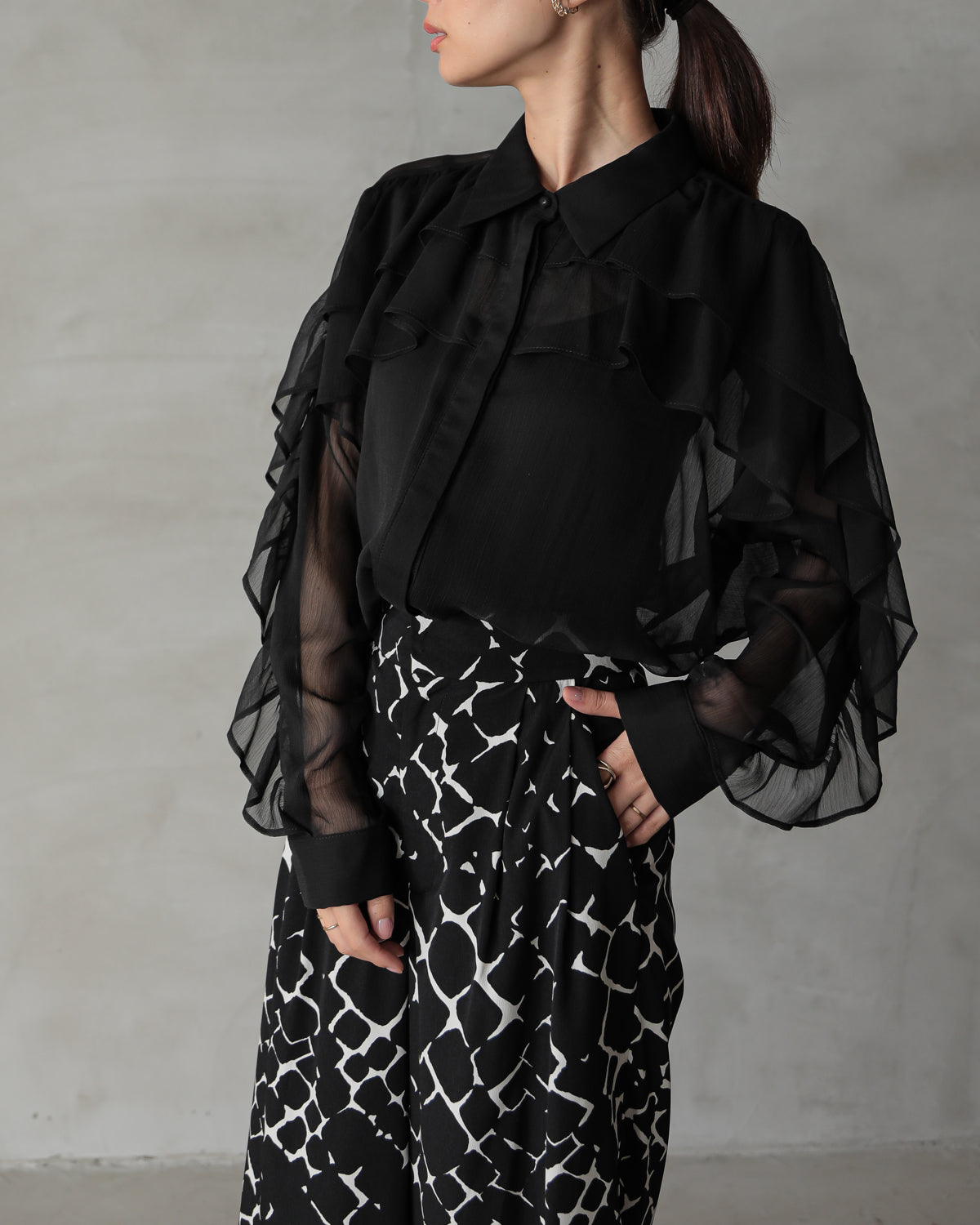 shirt collar frill blouse