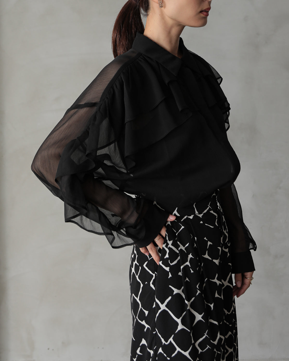 shirt collar frill blouse