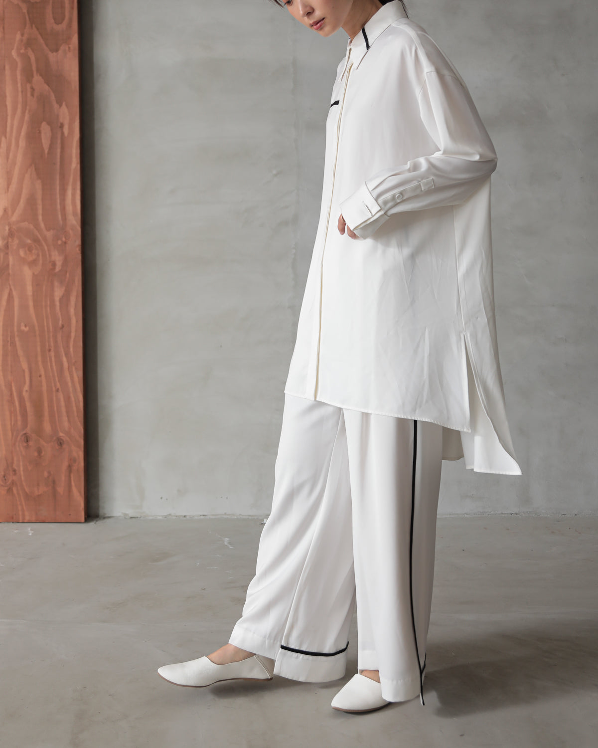 silk look long shirt