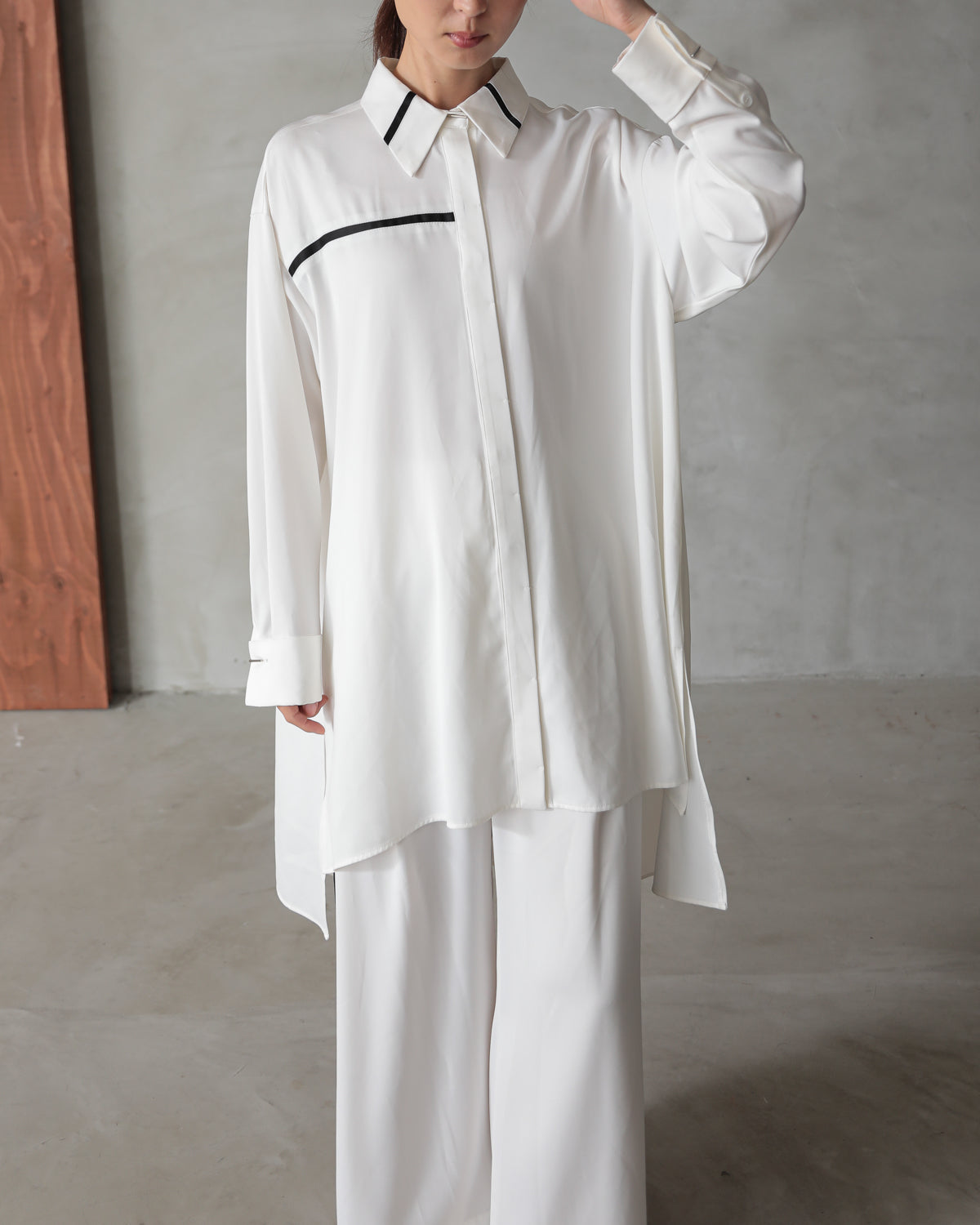 silk look long shirt