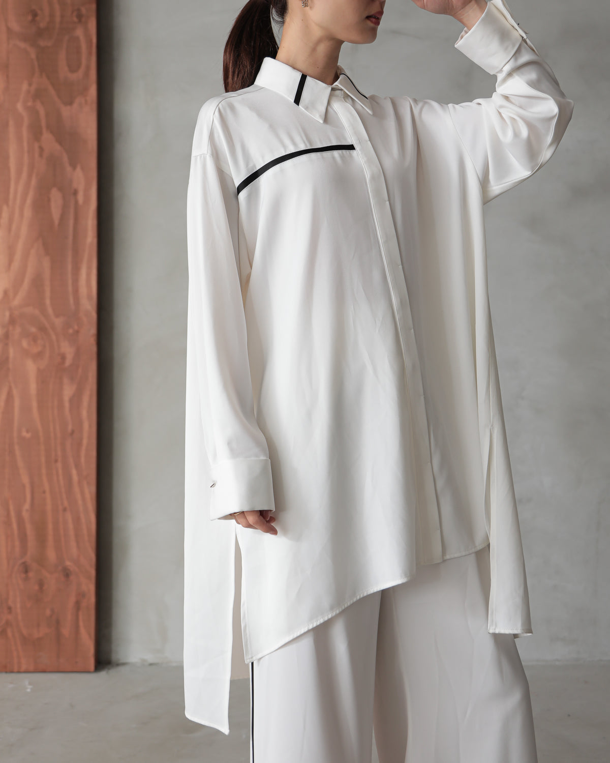 silk look long shirt