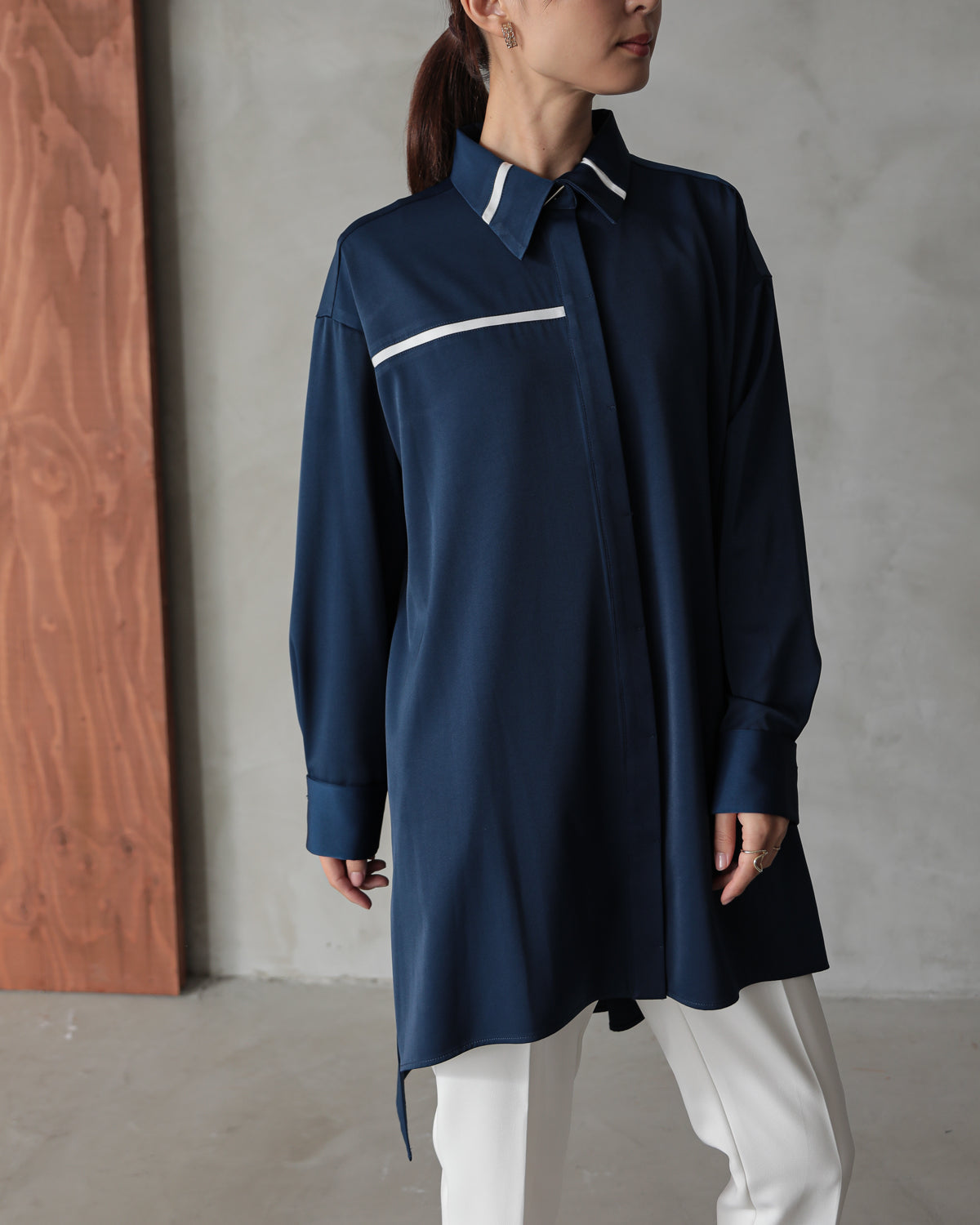 silk look long shirt