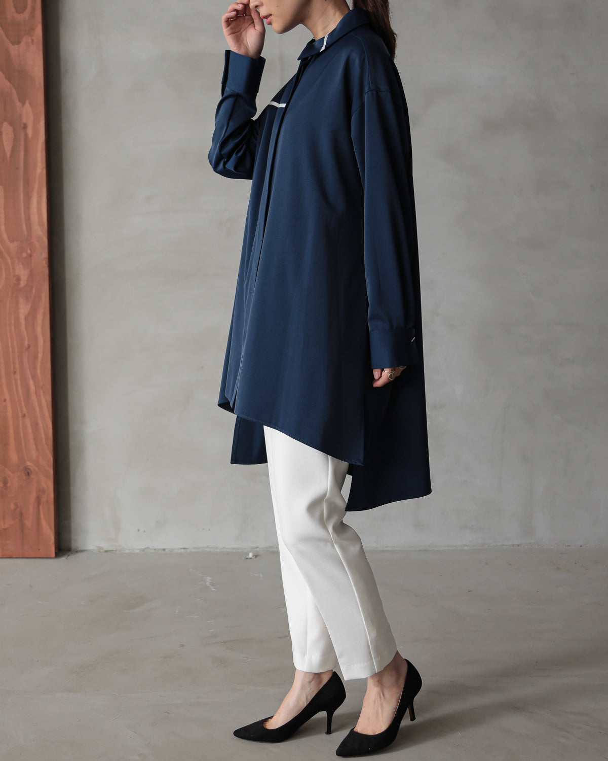 silk look long shirt