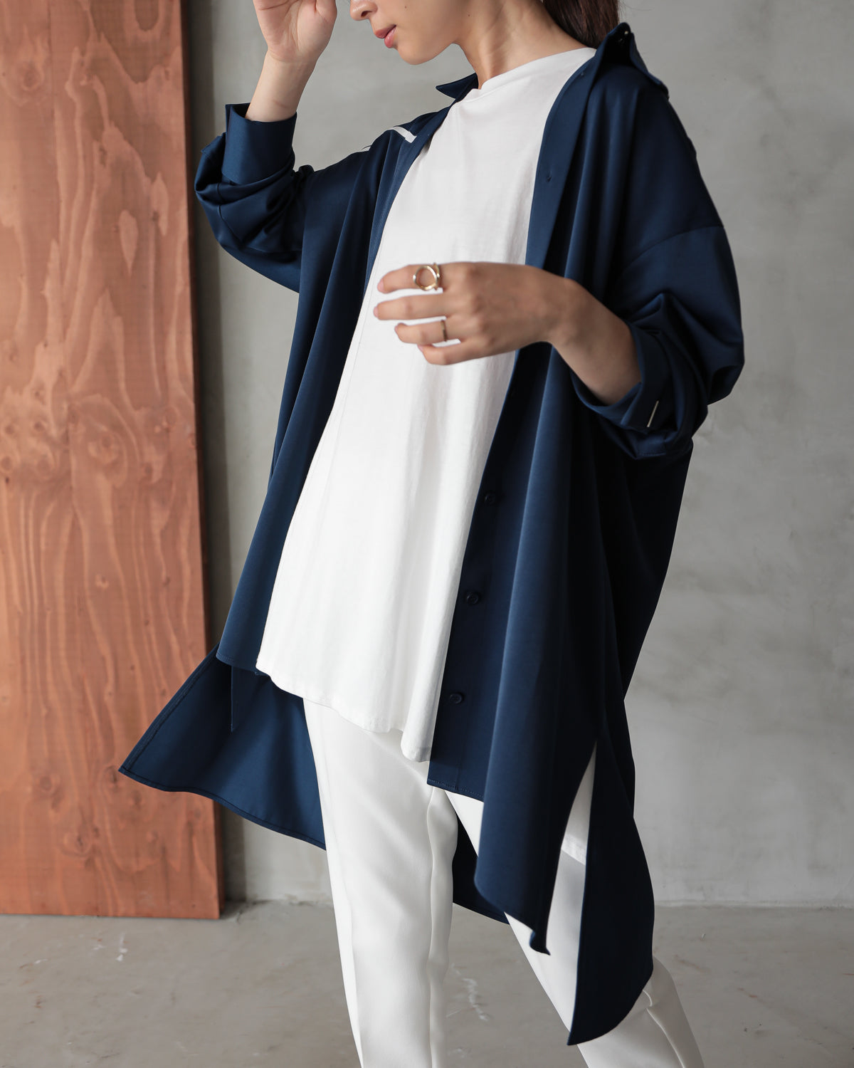silk look long shirt