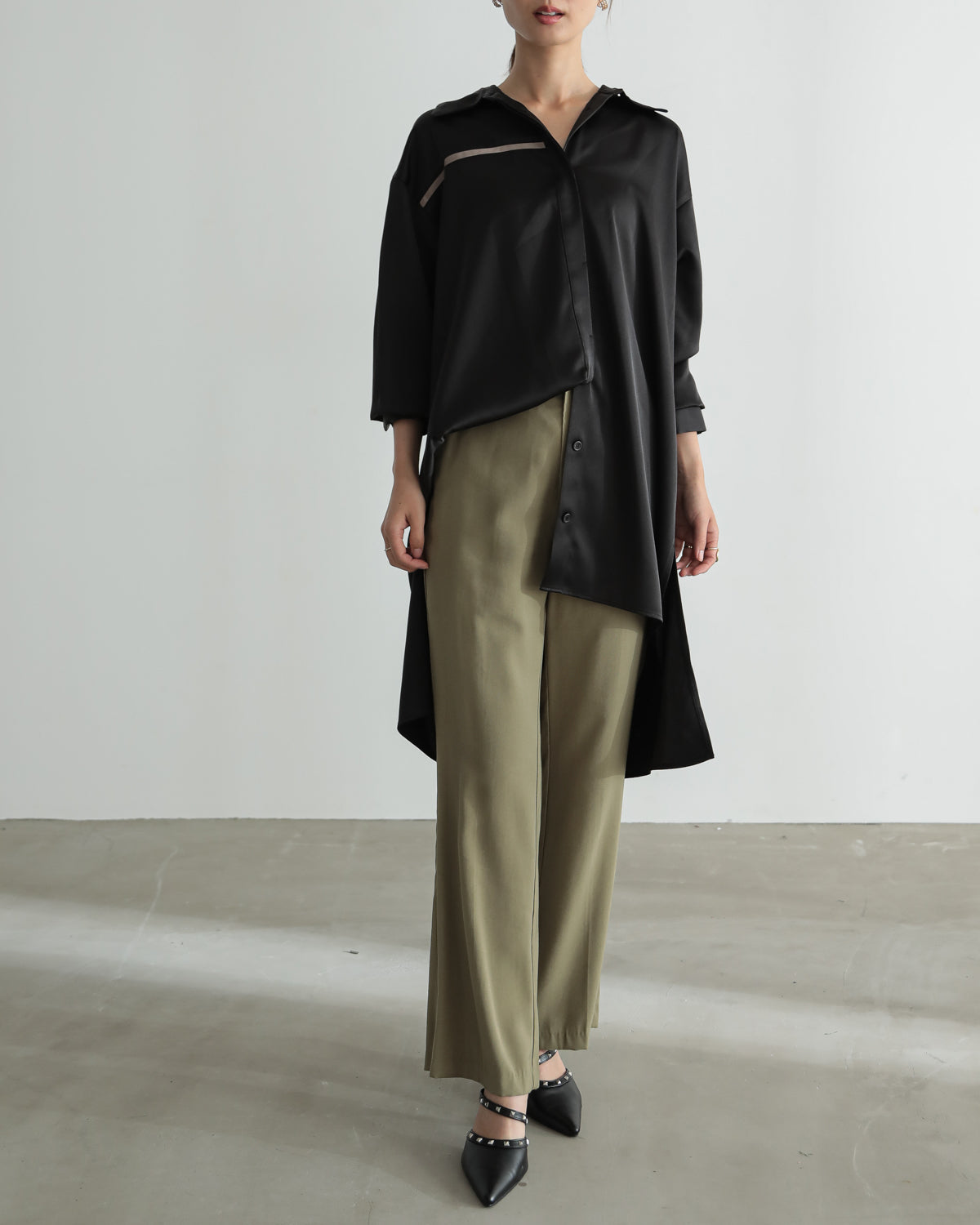 silk look long shirt