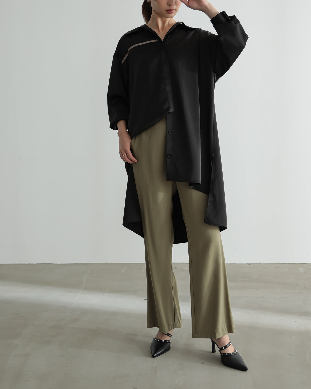 silk look long shirt
