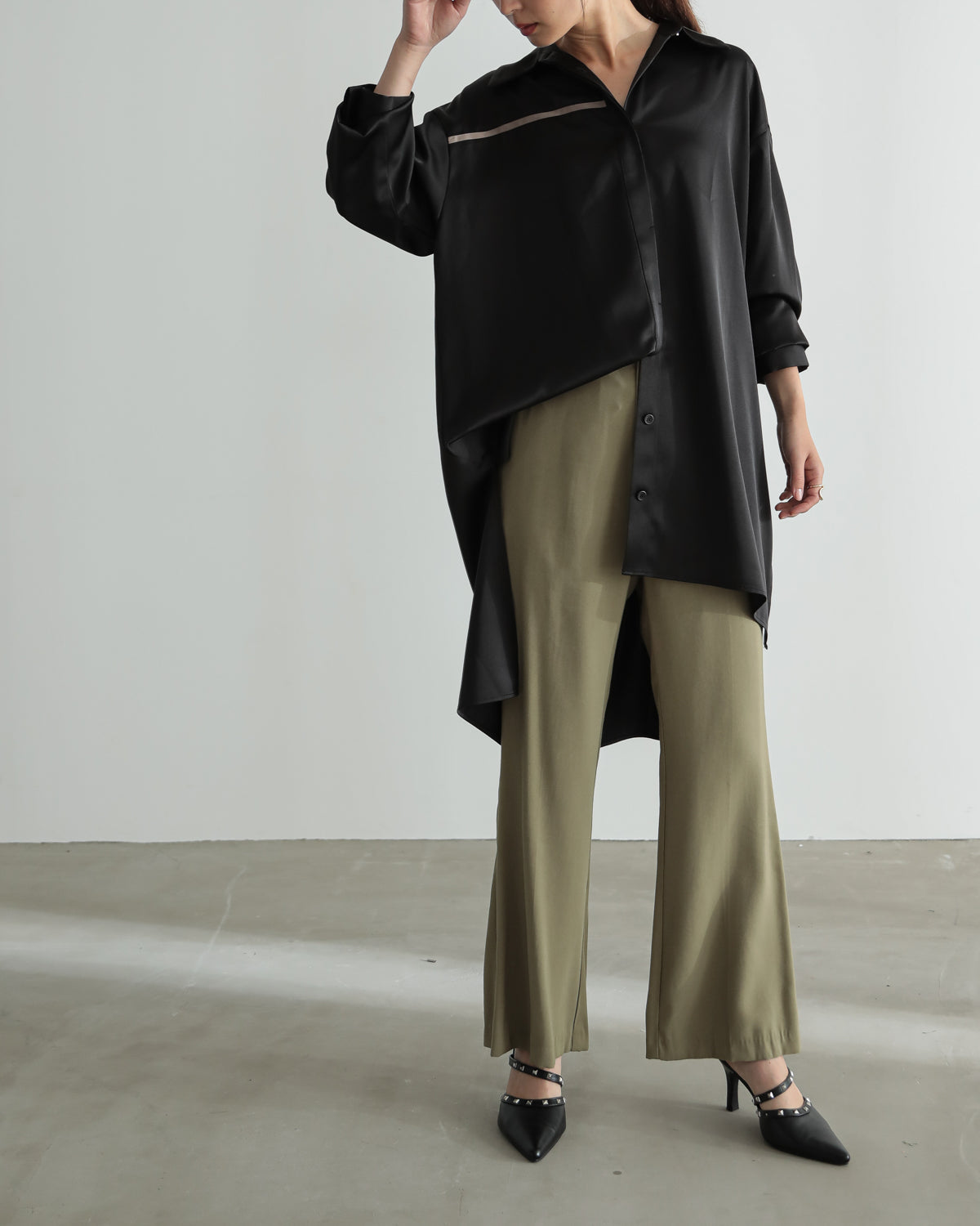 silk look long shirt