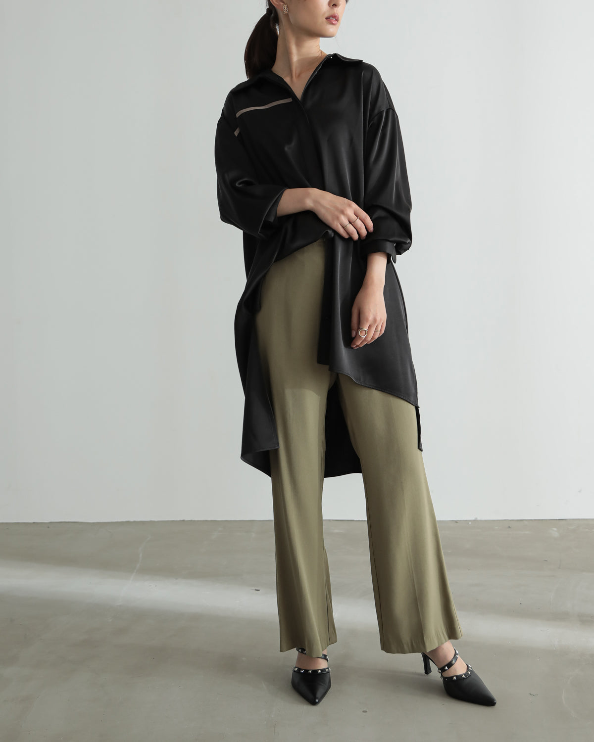 silk look long shirt