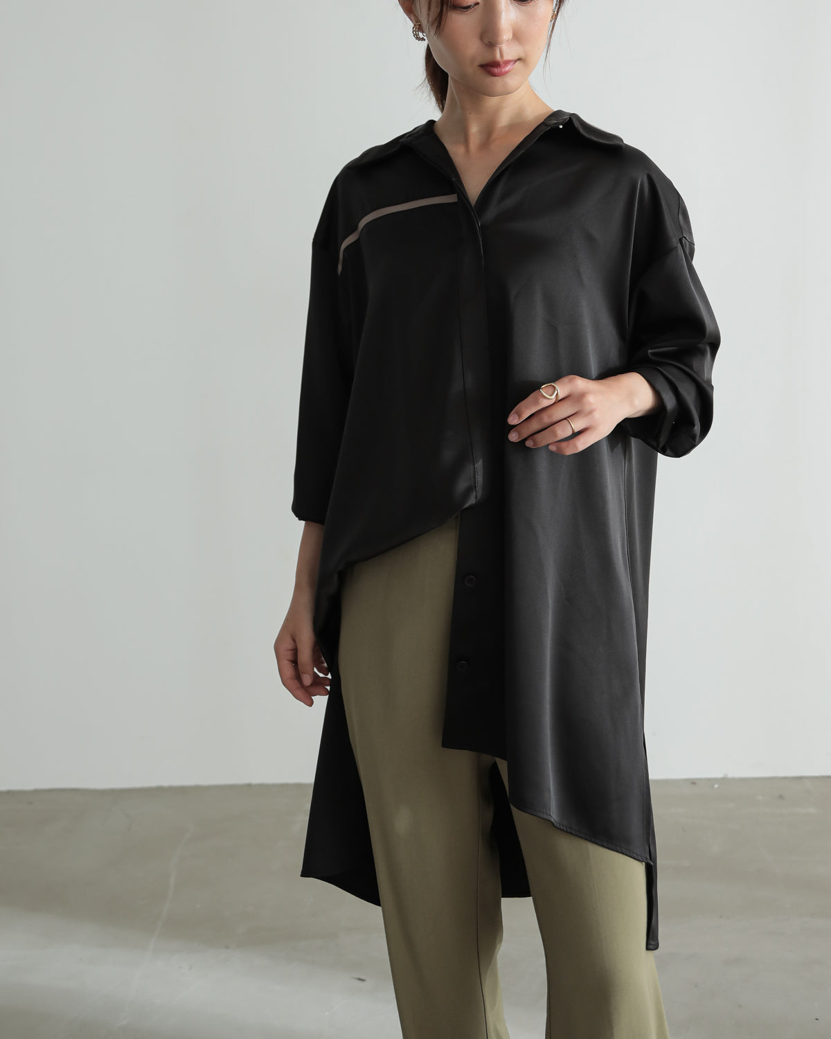 silk look long shirt