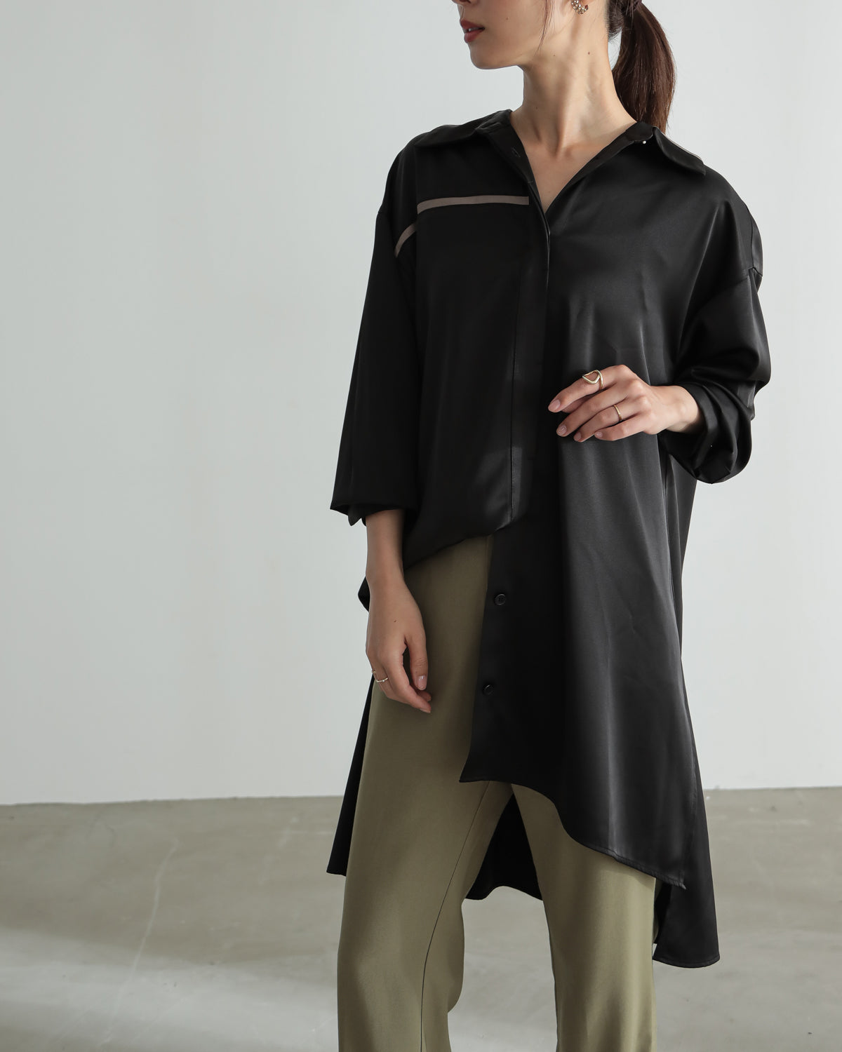 silk look long shirt