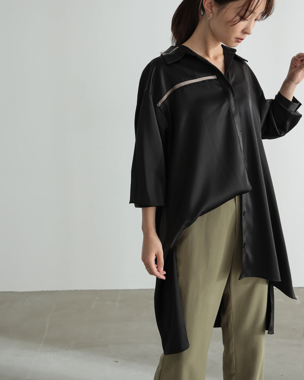silk look long shirt