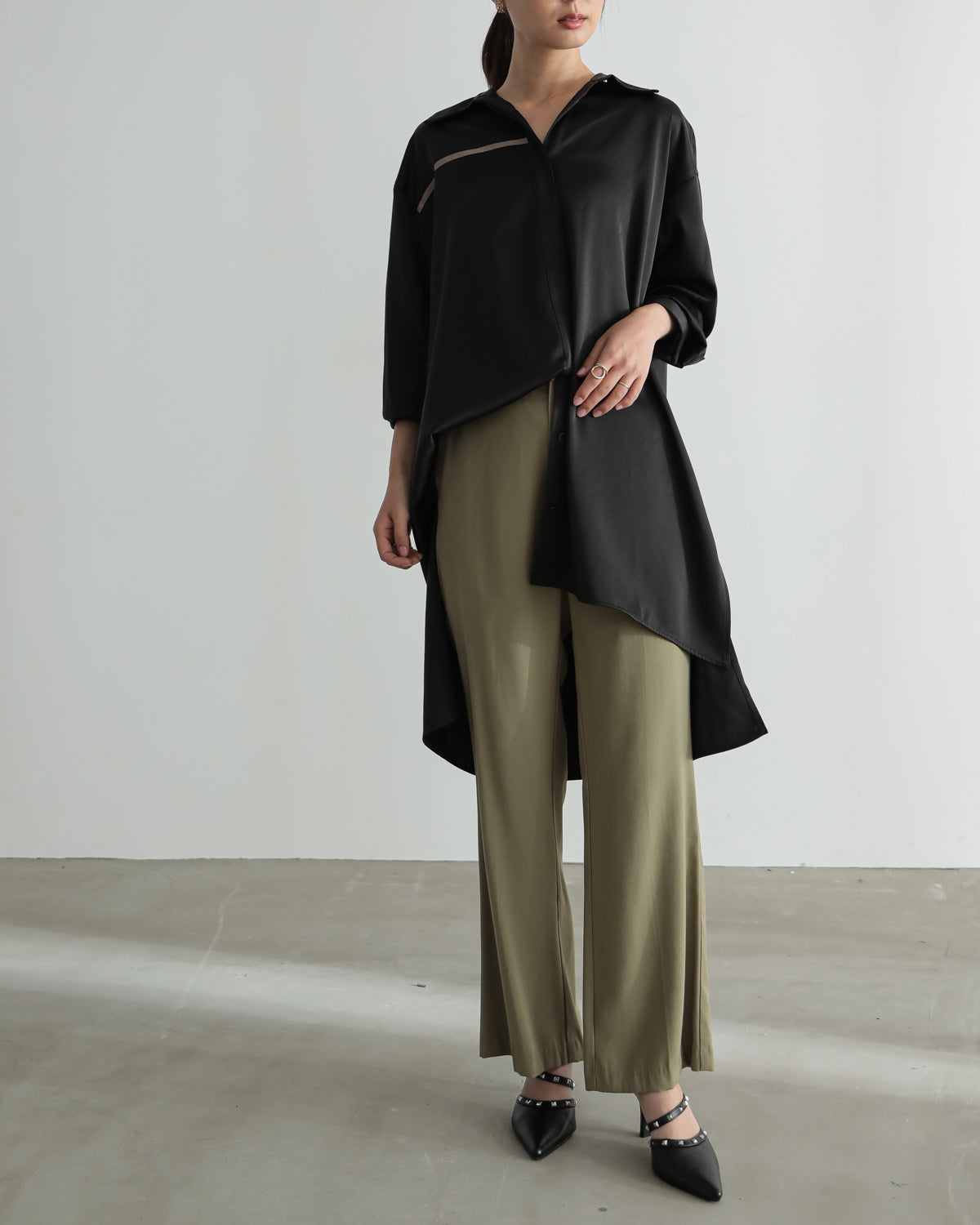 silk look long shirt