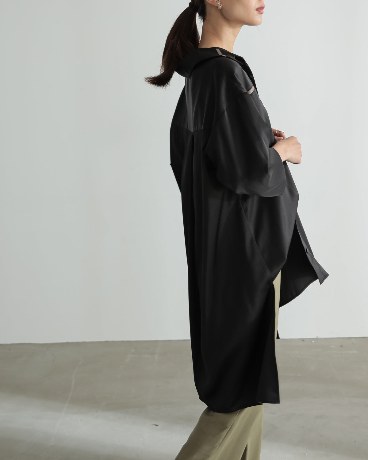 silk look long shirt