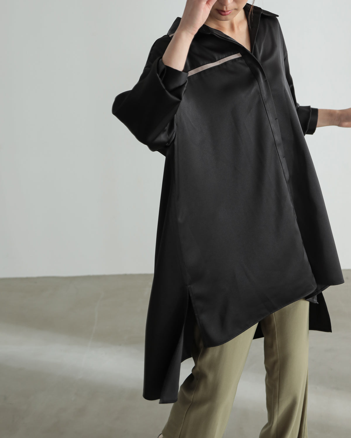 silk look long shirt