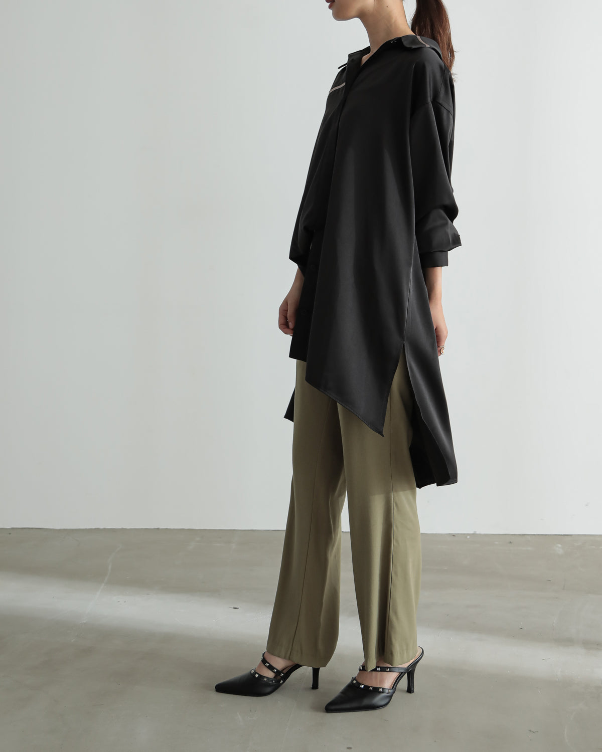 silk look long shirt